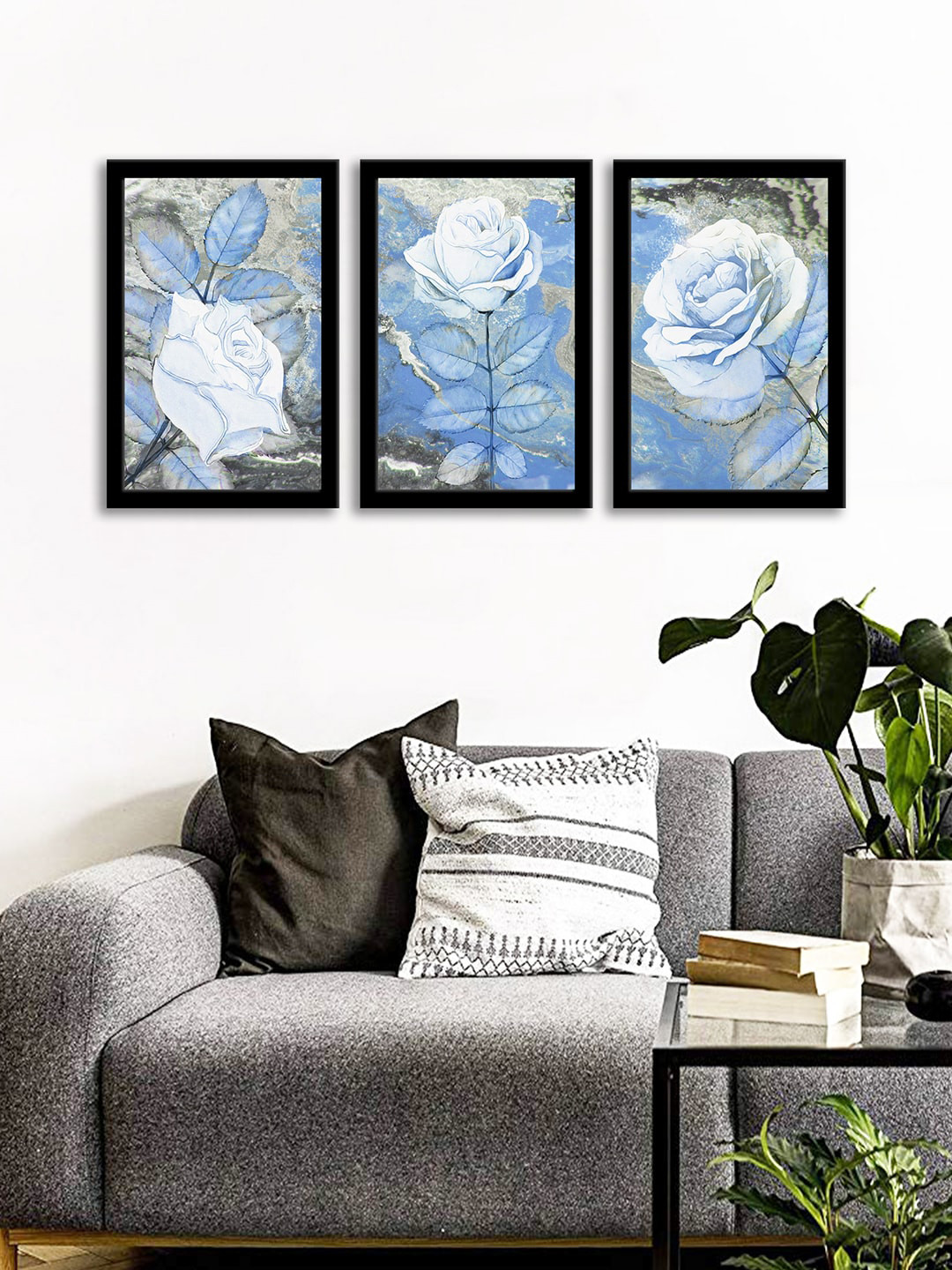 WENS Set Of 3 Multicoloured Roses Wall Art Painting