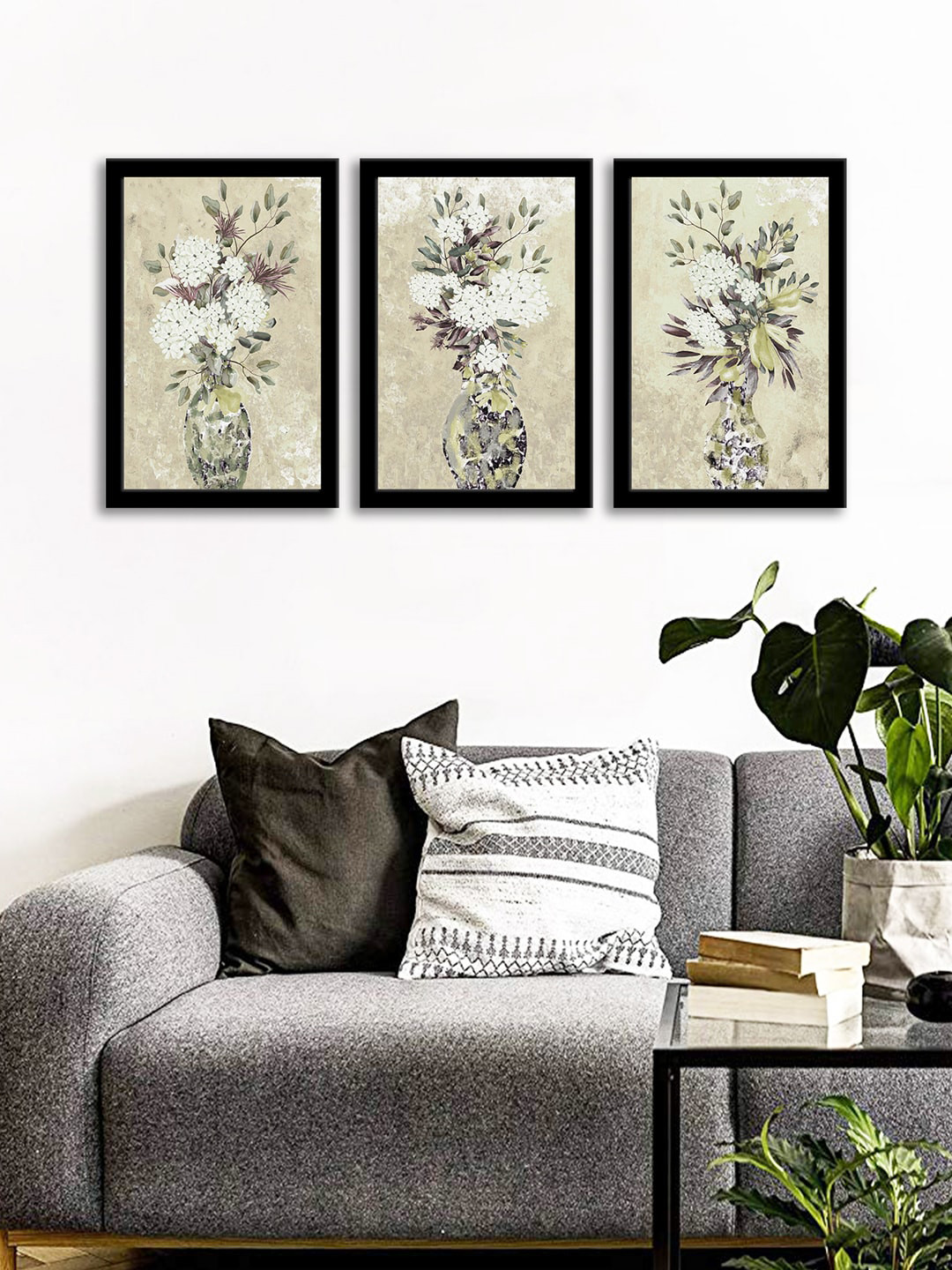 WENS Set Of 3 Multicoloured Essence Of Flowers Wall Art Painting