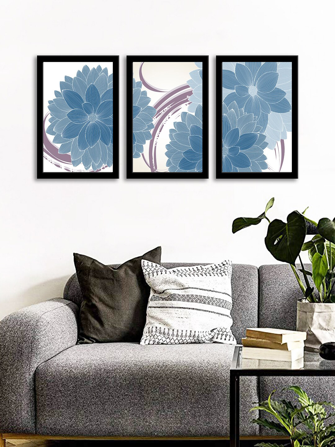 WENS Set Of 3 Multicoloured Flowers Essence Wall Art Painting