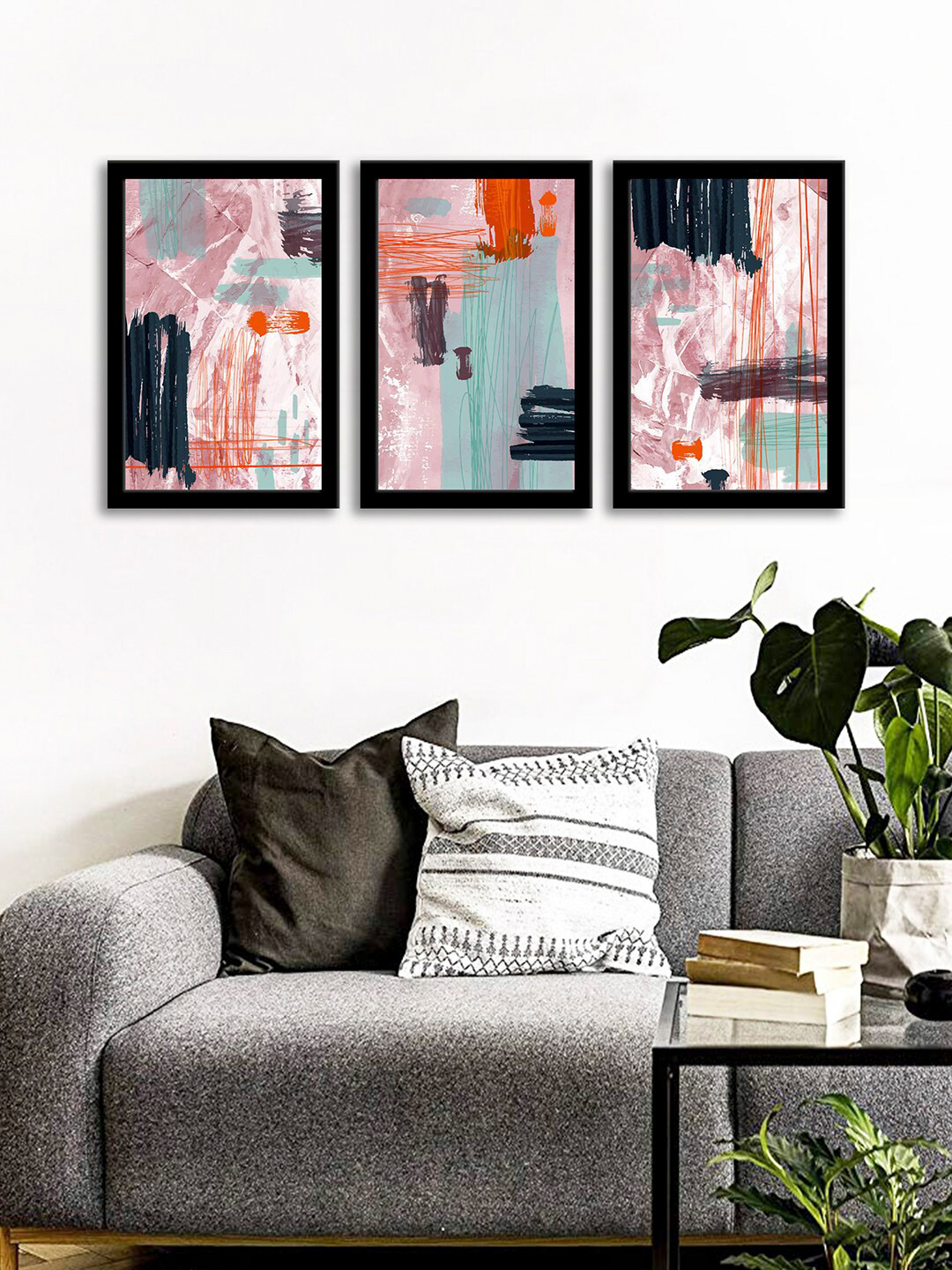 WENS Set Of 3 Multicoloured Colorful Watercolor Wall Art Paintings