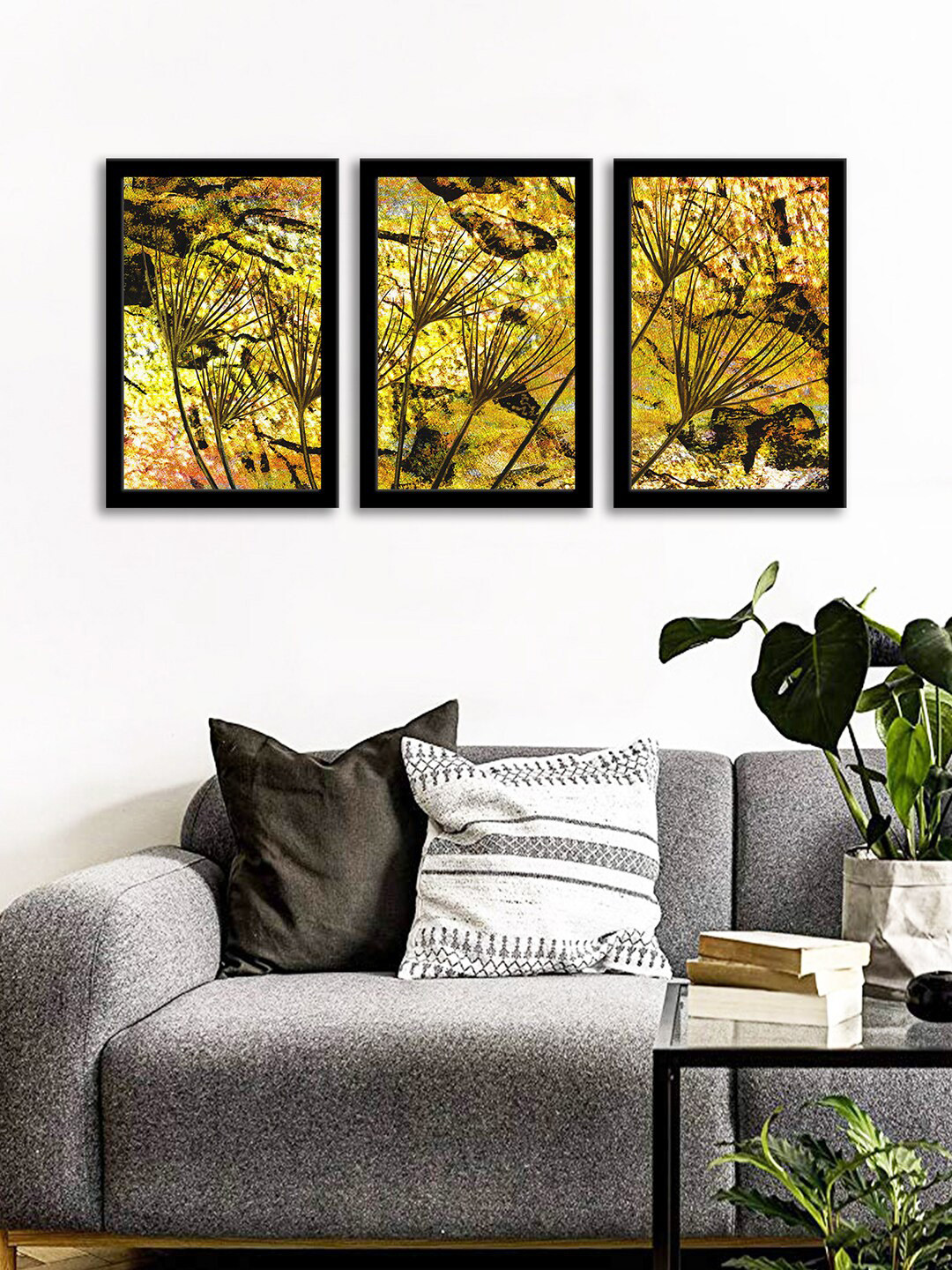 WENS Set Of 3 Multicoloured Minimalist Abstract Wall Art Paintings