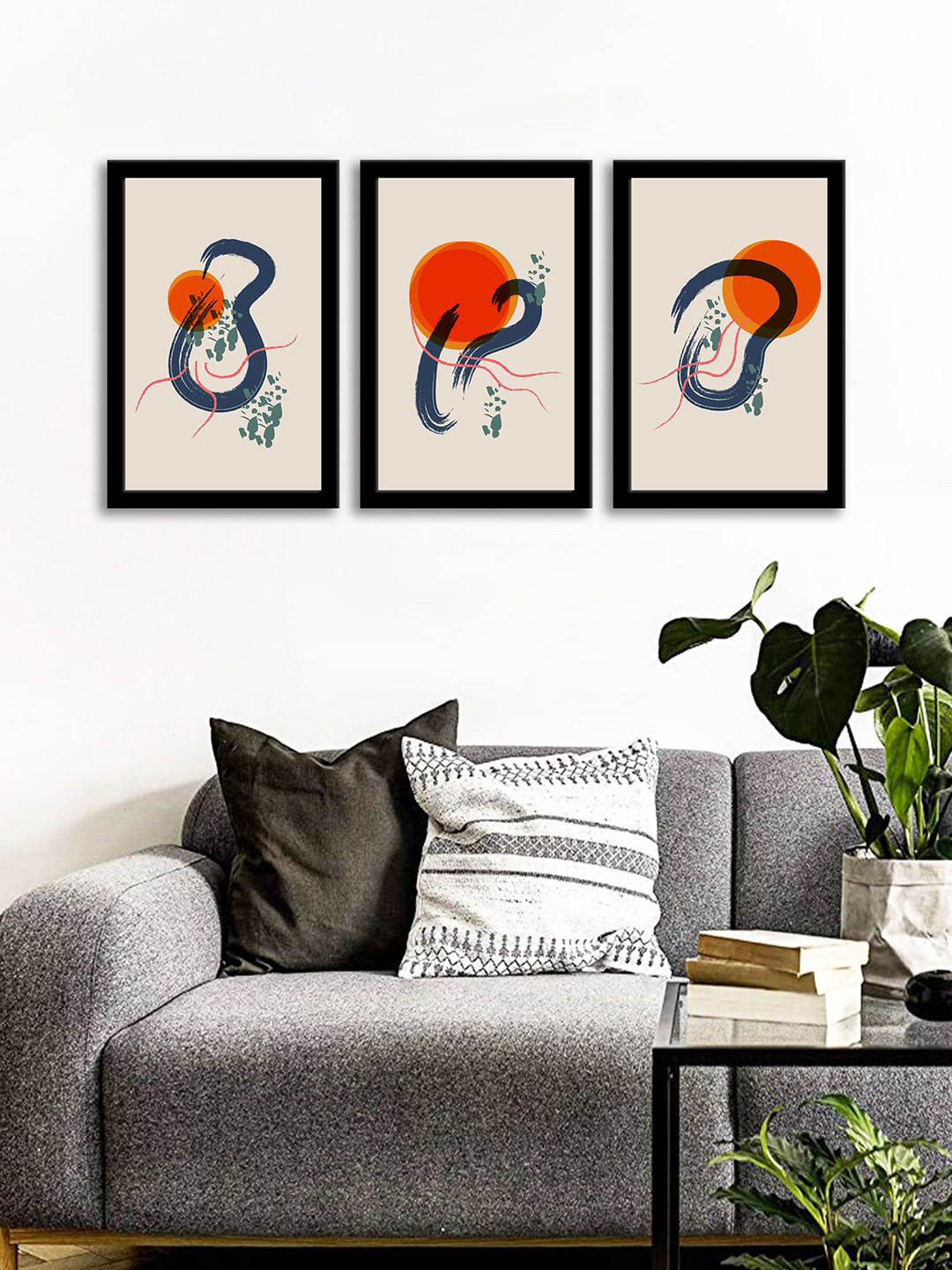 WENS Artistic Art MDF 3 Pcs Wall Rectangle Paintings Wall Art -28.5x13.5In