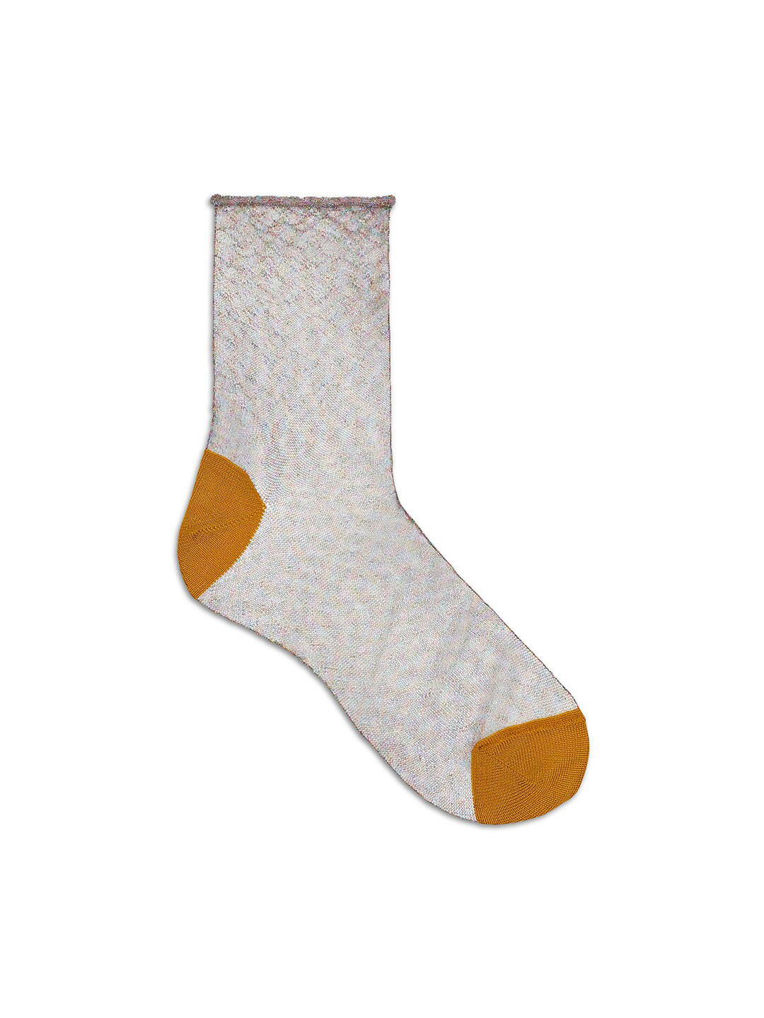 Happy Socks Women Grey & Mustard-Yellow Solid Above Ankle-Length Socks
