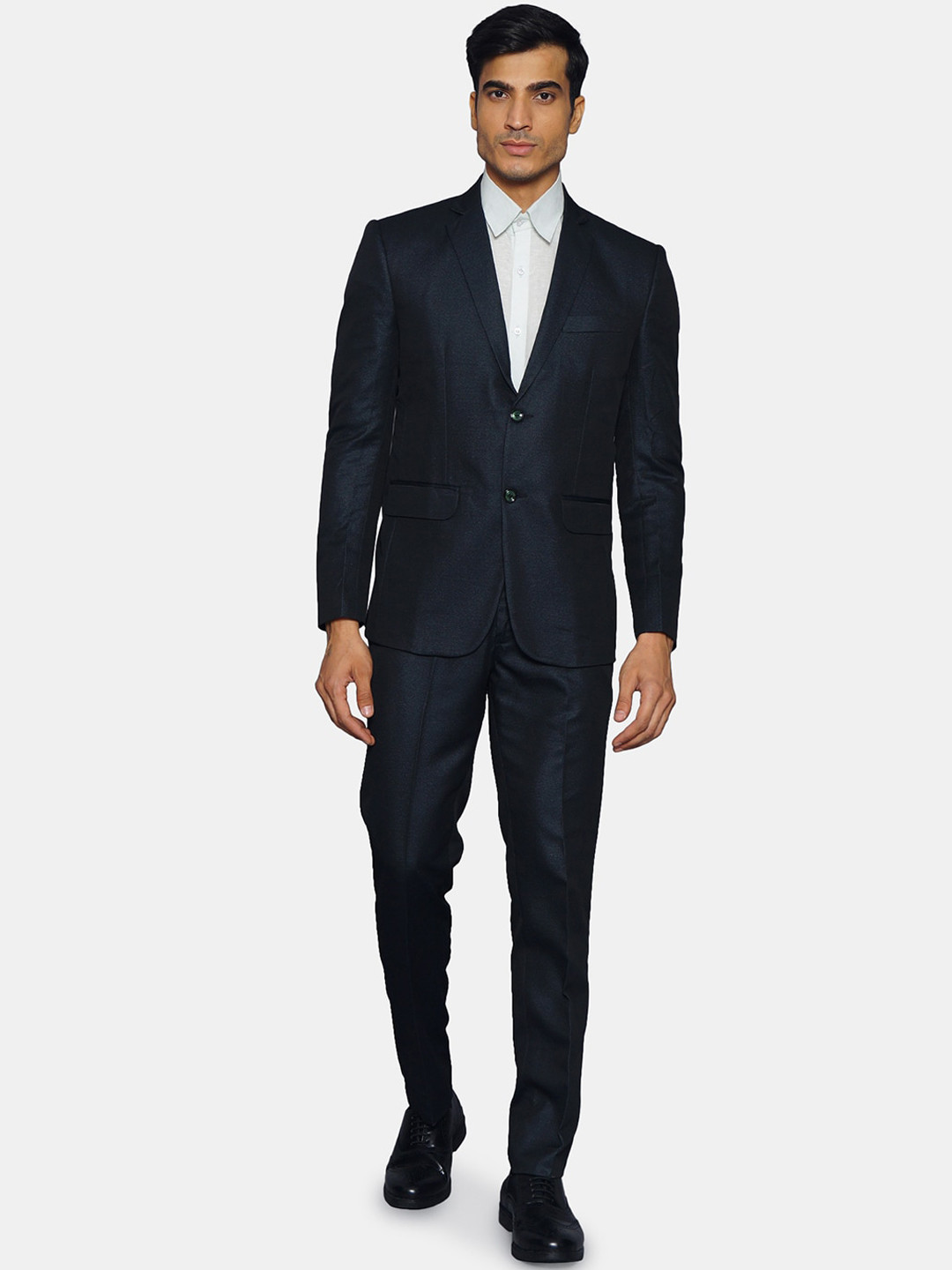 Wintage Men Green Tailored Fit Single-Breasted Two-Piece Suits Suit