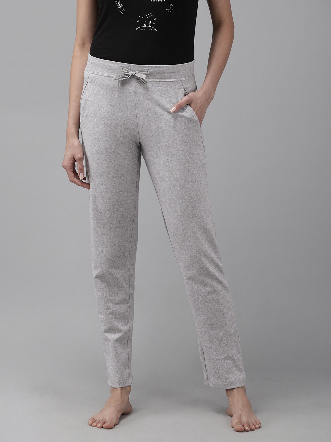 Van Heusen Women Relaxed Fit Lounge Pants - Cotton Elastane - Smart Tech+,  Easy Stain Release, Moisture Wicking