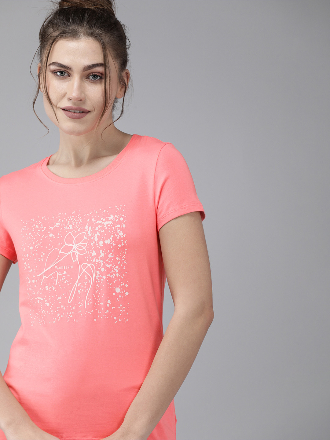 Van Heusen Women Cotton Graphic Print Round Neck Lounge T-Shirt Breathable Fabric