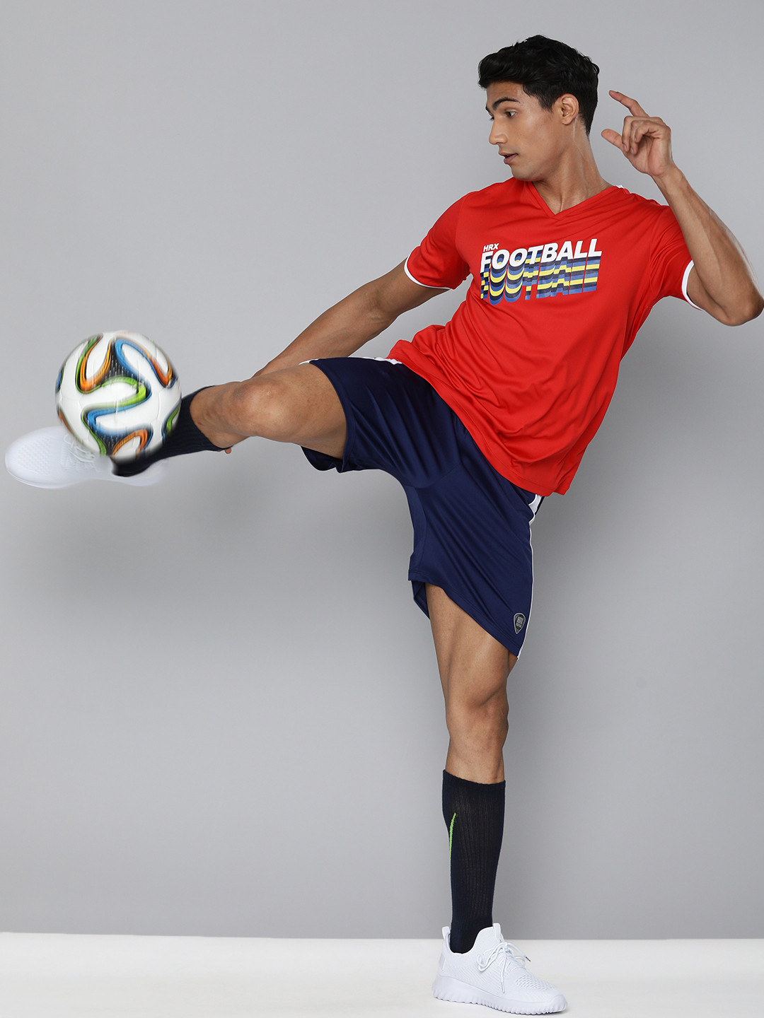 HRX By Hrithik Roshan Football Men High Risk Red Rapid-Dry Typography T-shirt