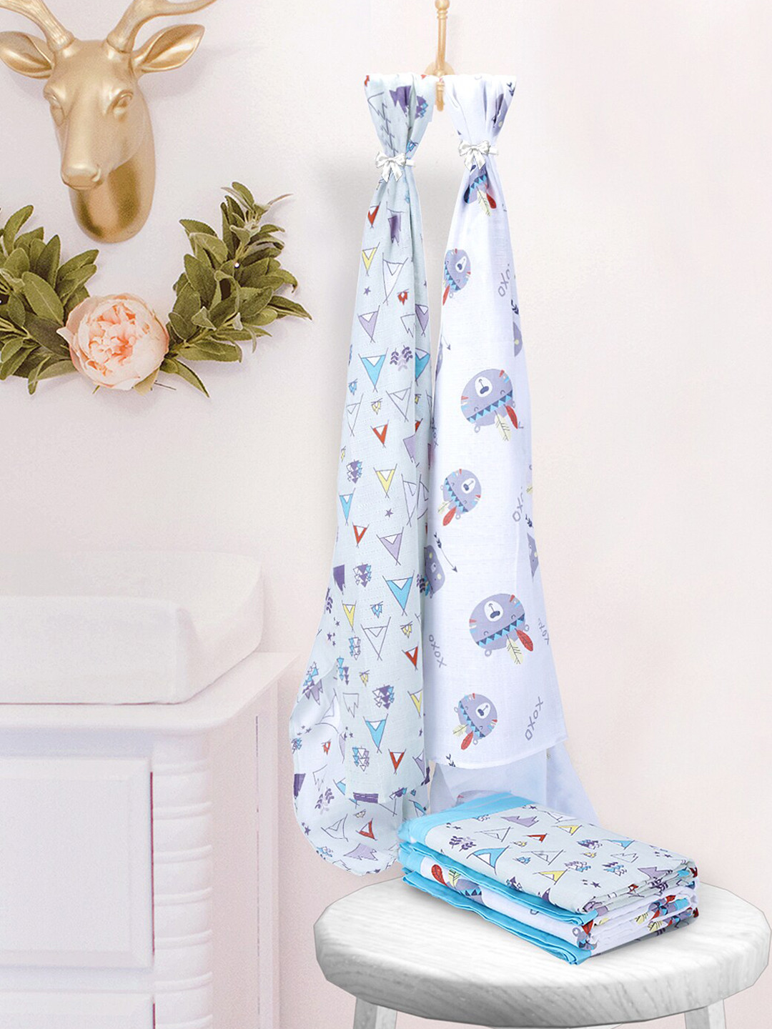 My Milestones Kids Unisex White Pure Cotton Muslin Baby Blanket 2 Layered