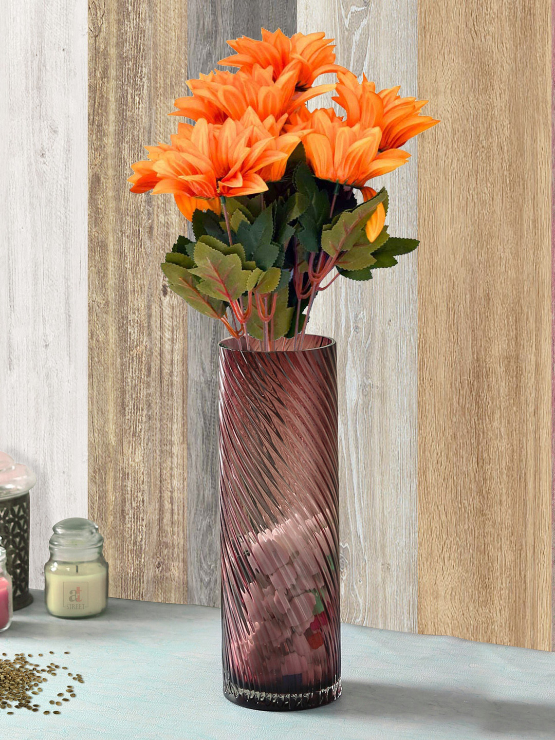 Art Street Orange & Green Sunflower Bunch With 10 Heads