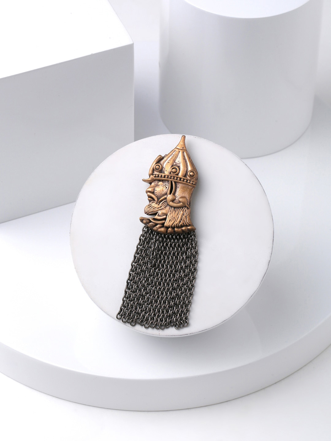 COSA NOSTRAA Men Black & Gold-Toned Alexander Nevsky Taselled Brooch