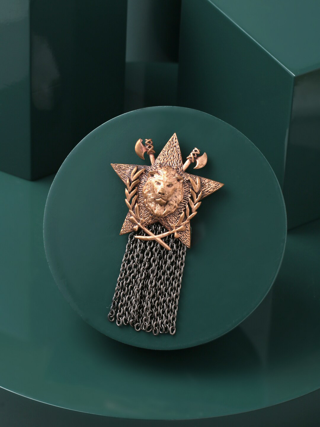 COSA NOSTRAA Men Gold Merit Lion Brooch