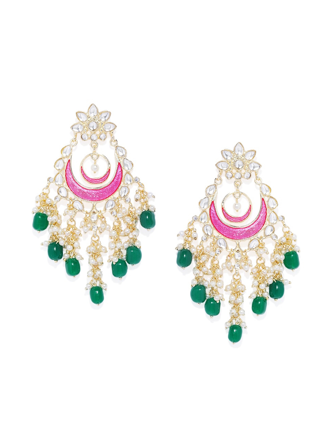 AccessHer Brass Plated Gold Toned Contemporary Chandbalis Earrings