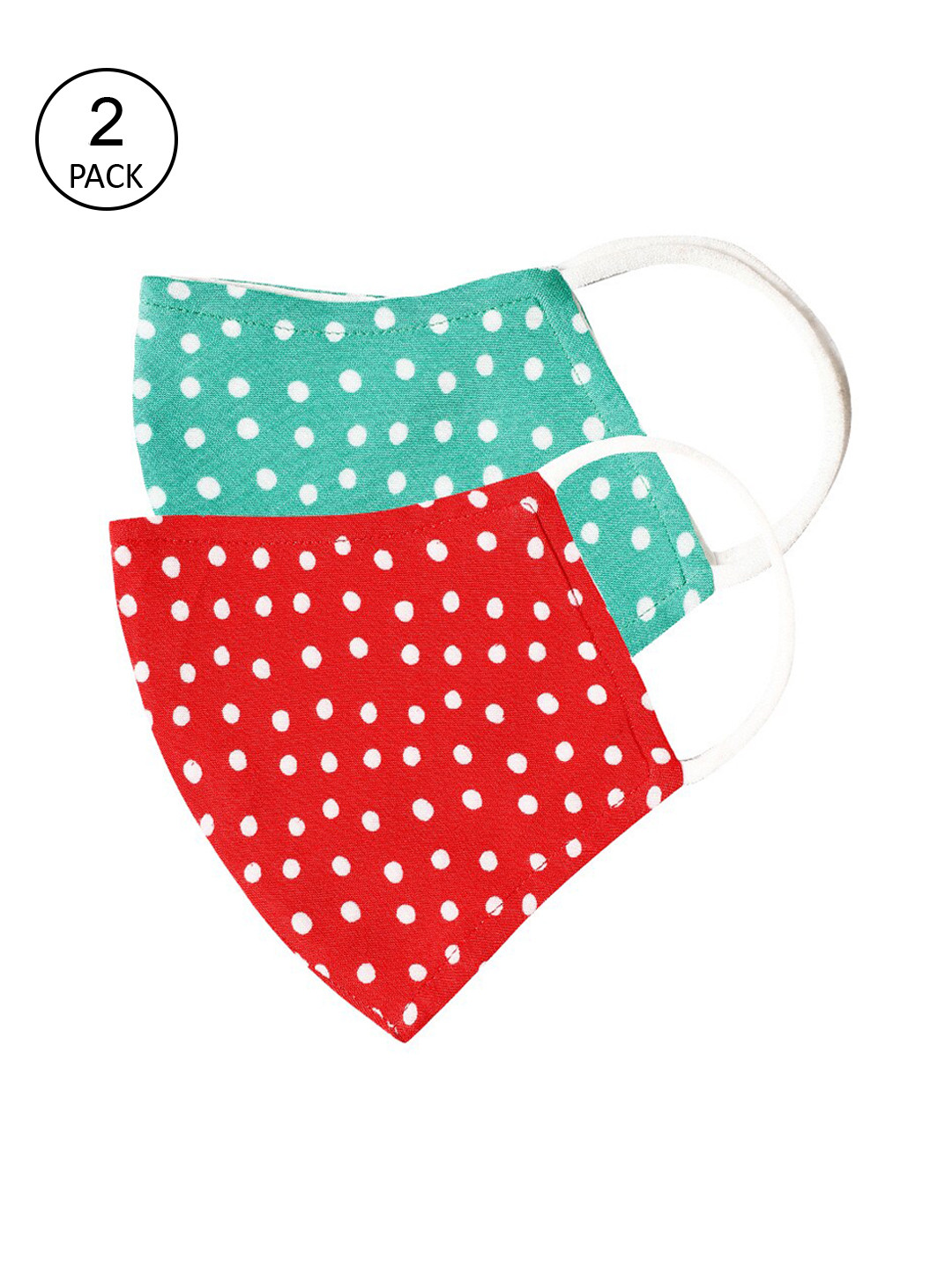 Oxolloxo Pack of 2 Polka Dots Printed 3-layer Cloth Mask