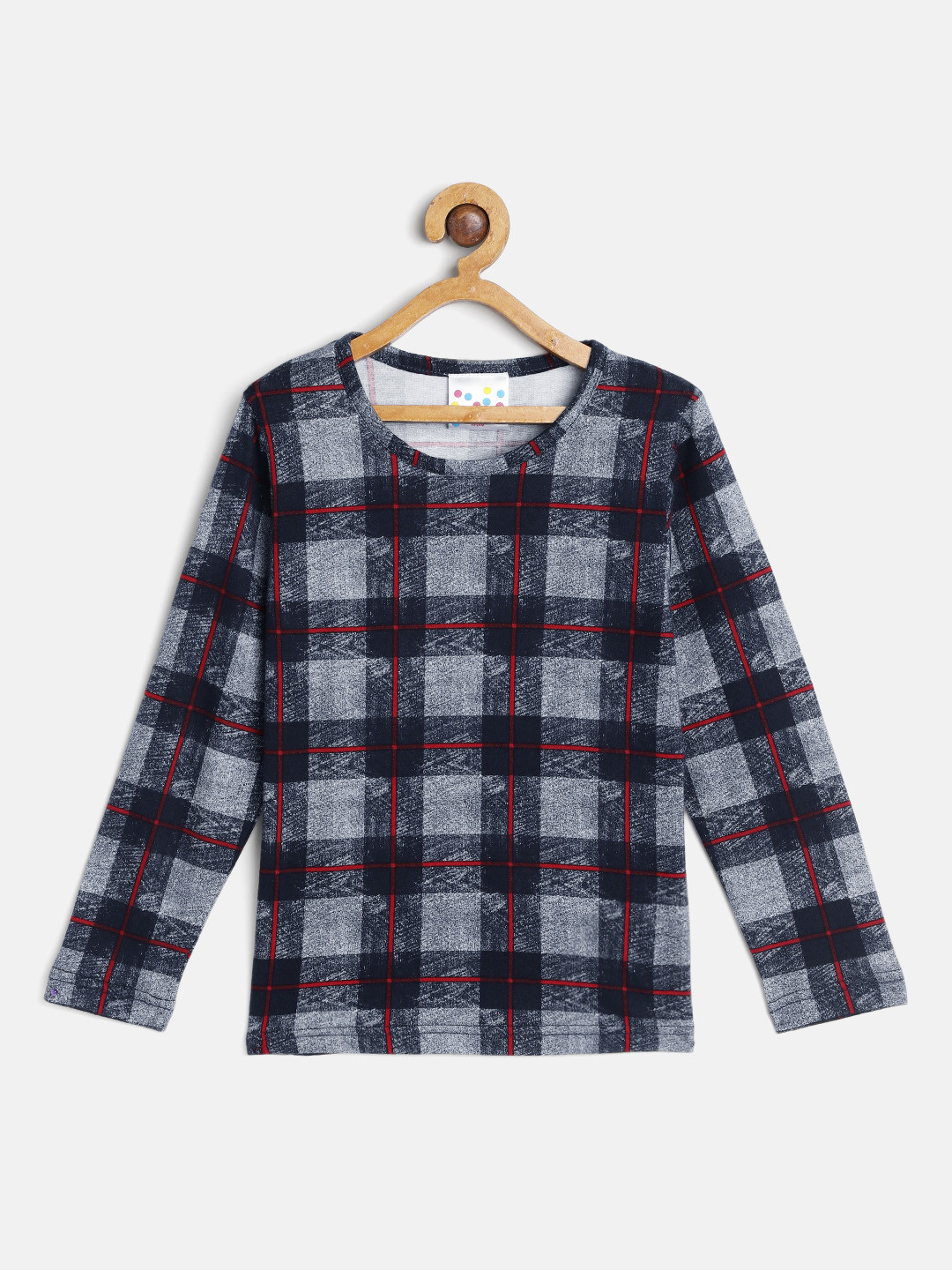 Eimoie Girls Blue & Red Printed Cotton T-shirt