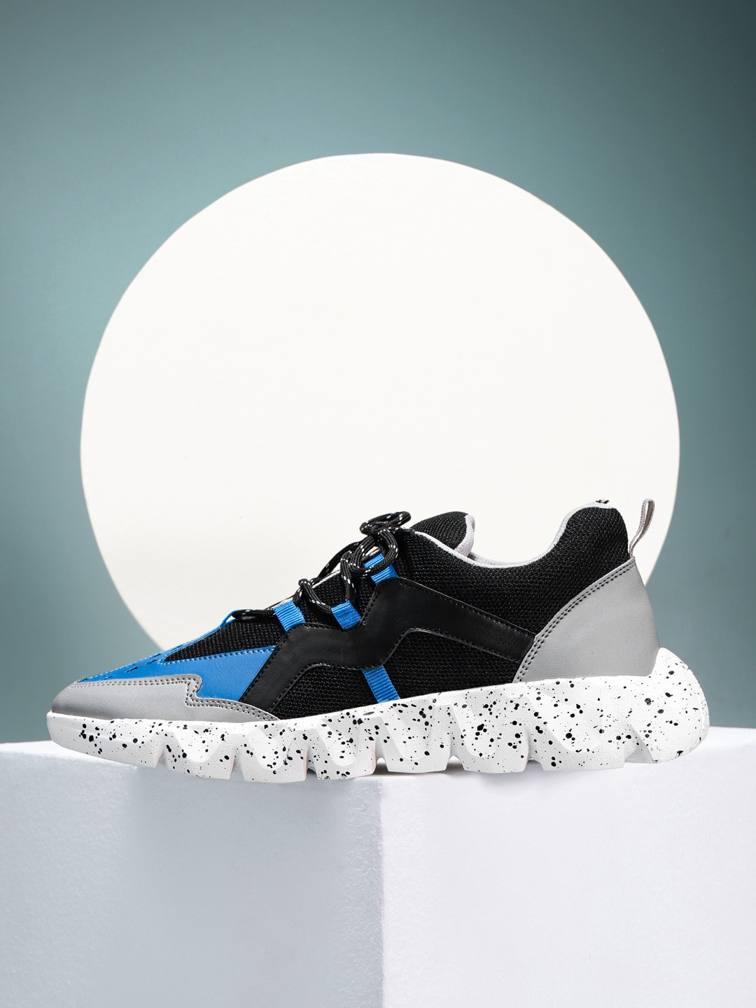 Mast & Harbour Men Black & Blue Colourblocked Sneakers