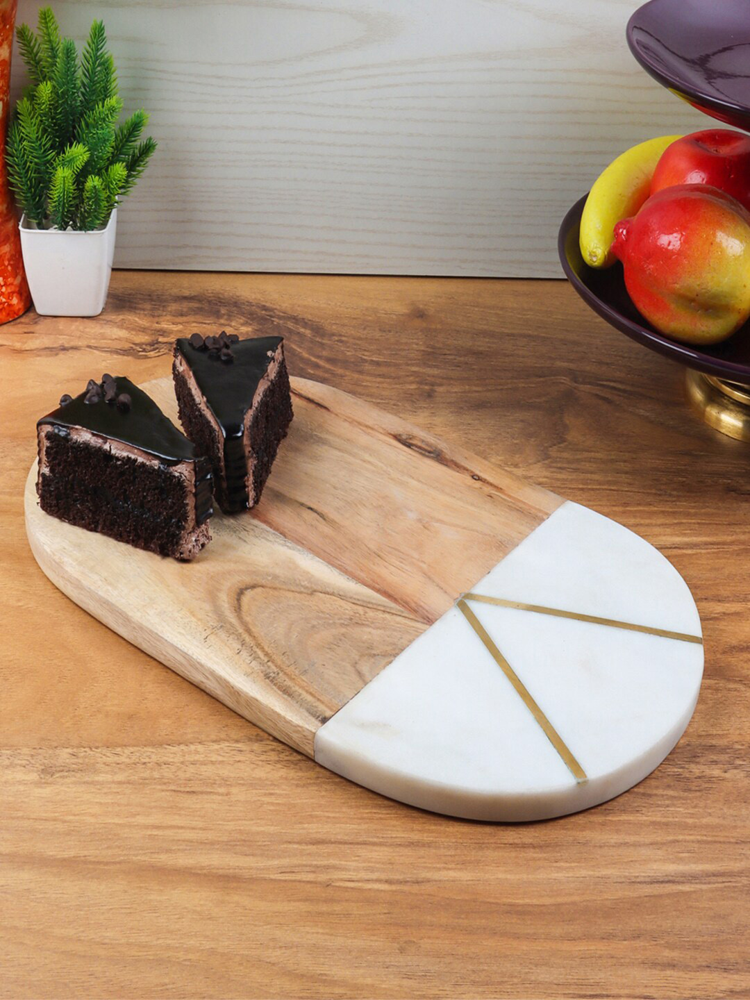 NikkisPride White & Brown Patterned Serving Tray