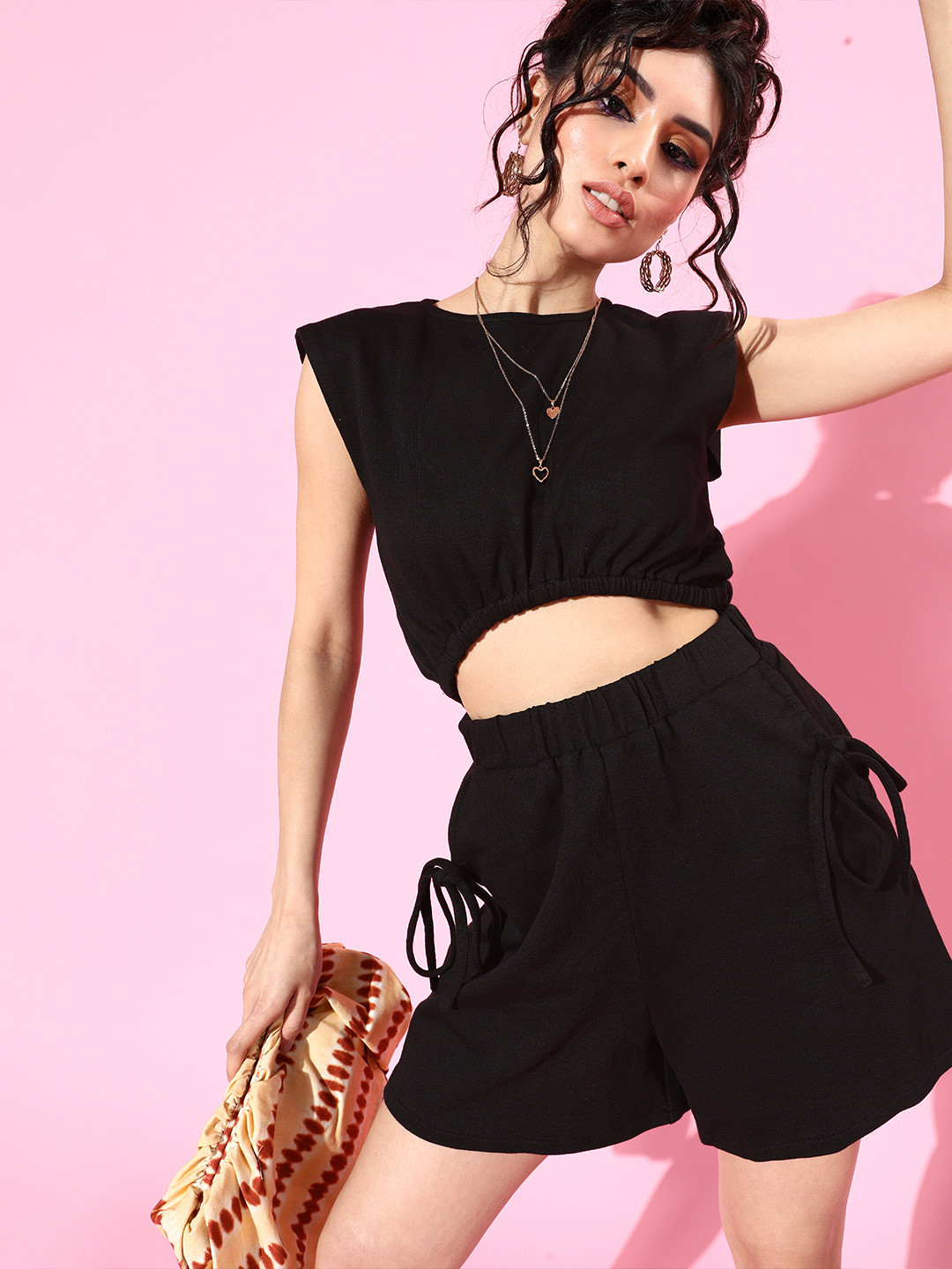 Athena Black Jumpsuit with Waist Cutout Detail