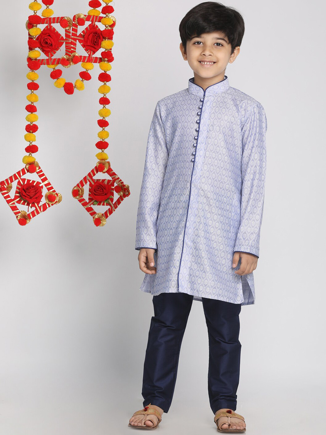 VASTRAMAY Boys Lavender Ethnic Motifs Printed Regular Kurta with Pyjamas