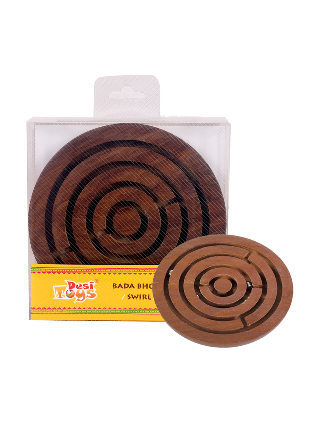 Desi Toys Kids Brown Handcrafted Wooden Bada Bhool Bhulaiya