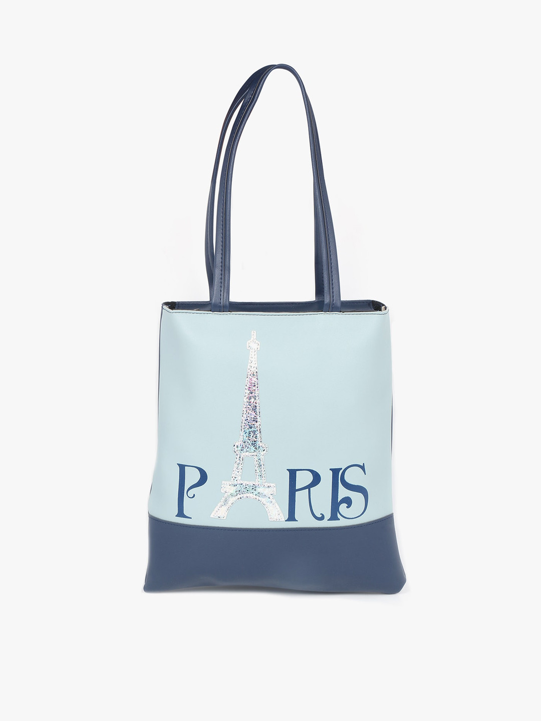 POKORY Blue Suede Structured Shoulder Bag with Tasselled