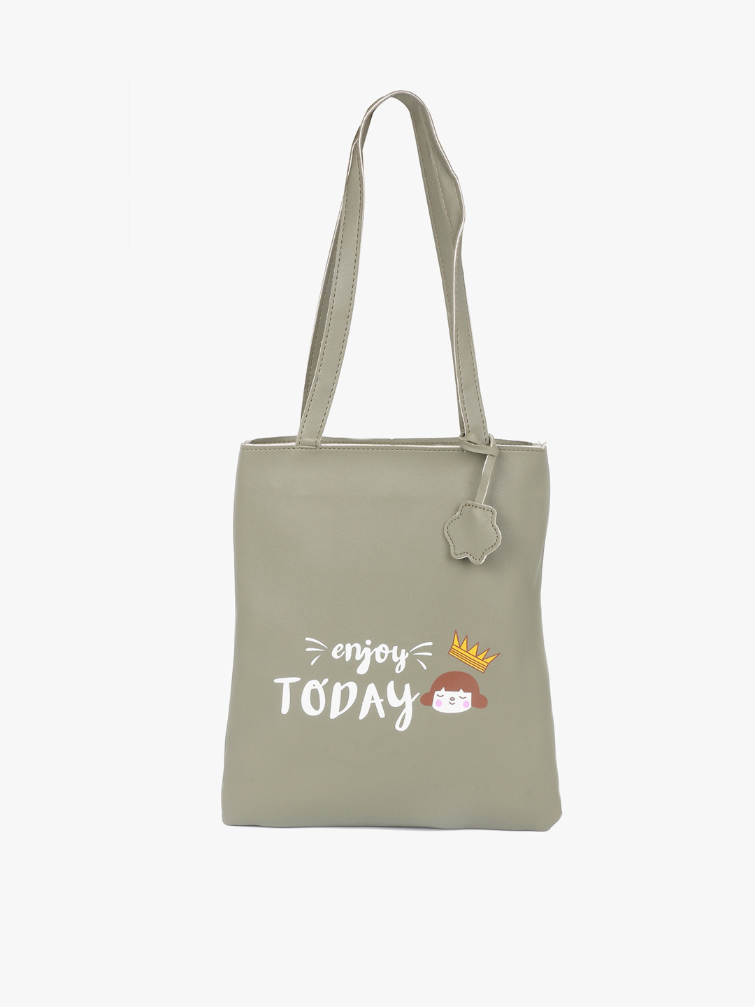 POKORY Green Printed Suede Structured Shoulder Bag