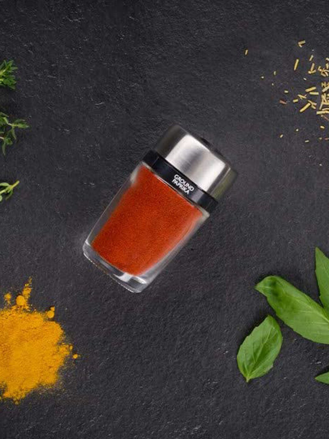 COLE & MASON Silver-Toned & Transparent Herb & Spice Jar