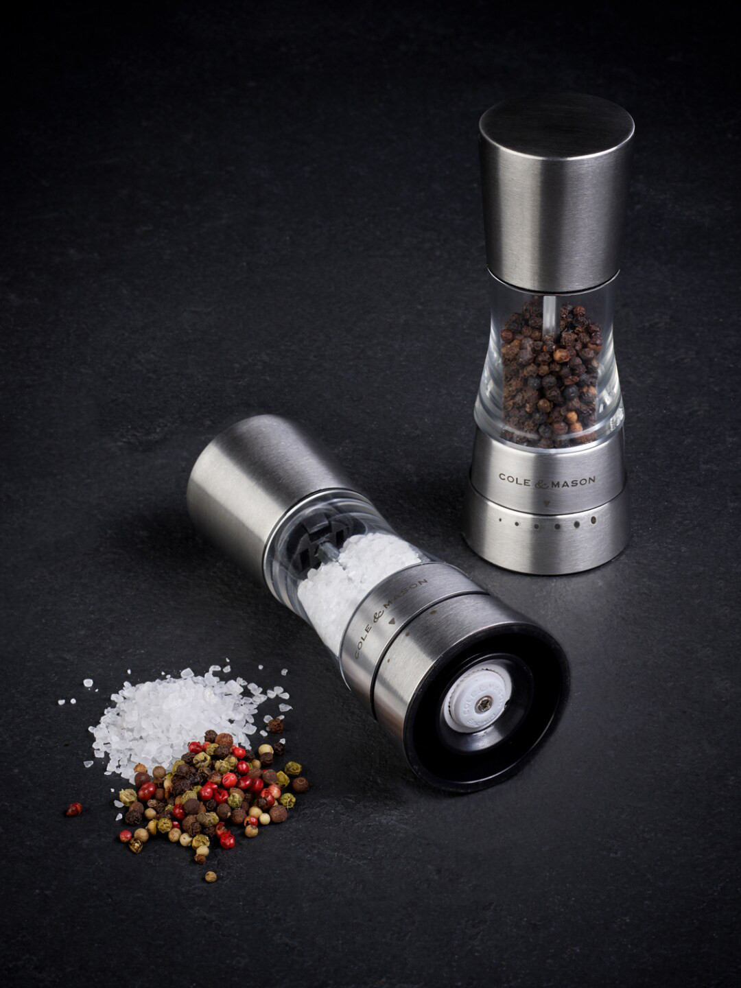COLE & MASON Transparent Set Of 2 Derwent Mini Gourmet Precision+ Salt & Pepper Mill
