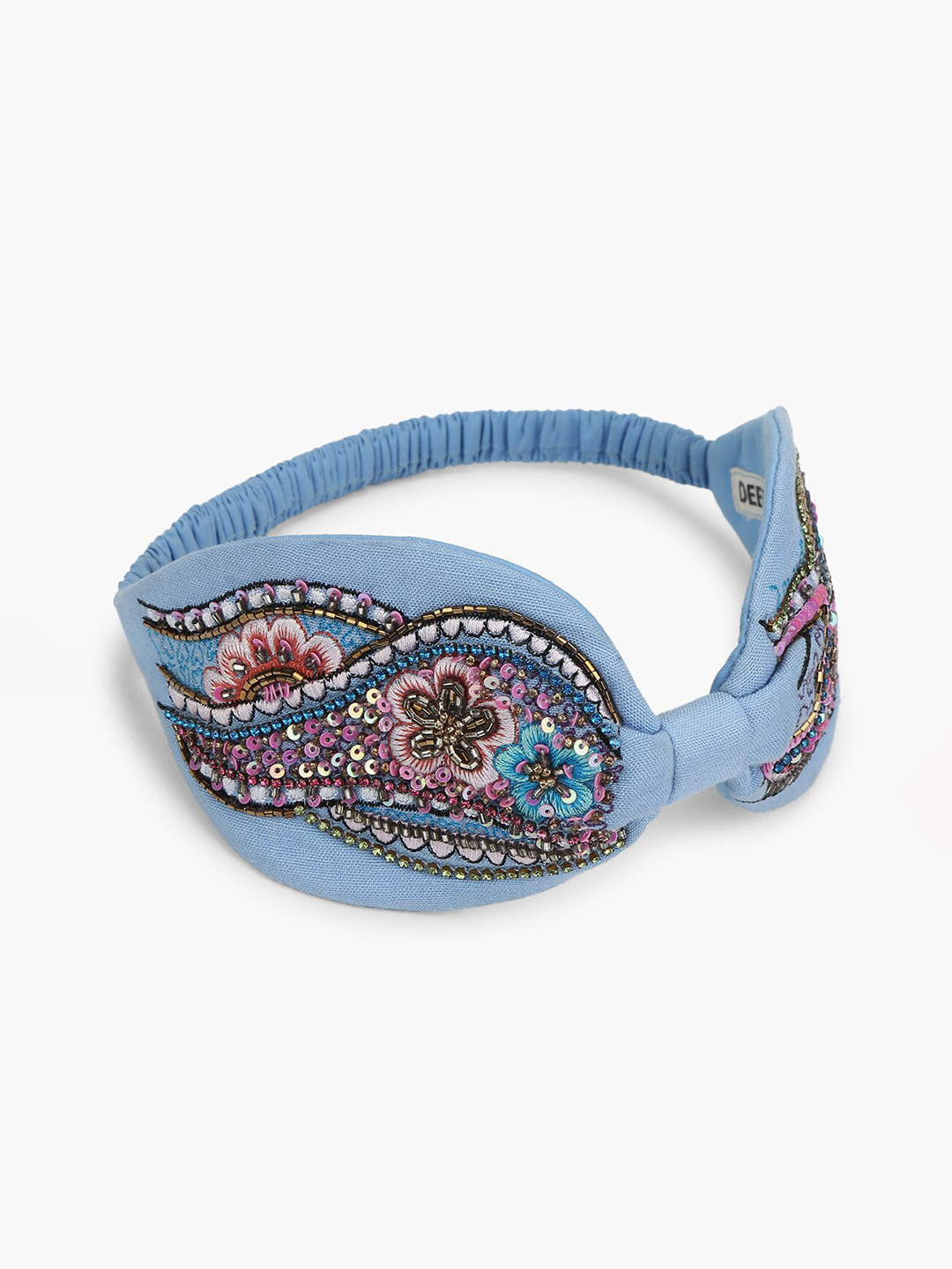 DEEBACO Women Blue Abstract Waves Embellished Headband