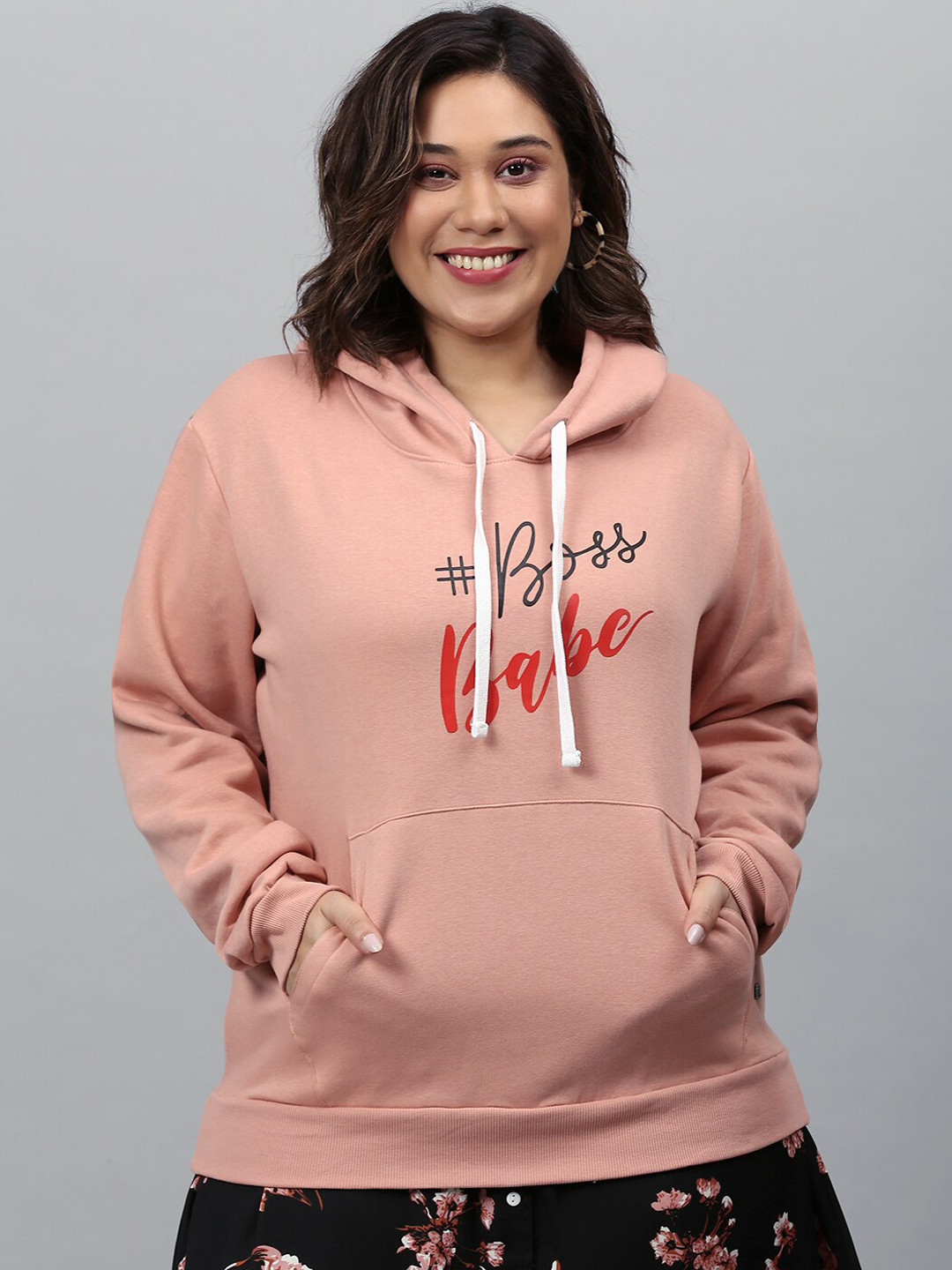 Instafab Plus Women Pink Printed Sweatshirt