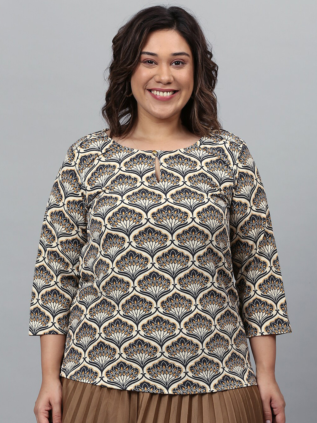 Instafab Plus Women Brown Regular Top