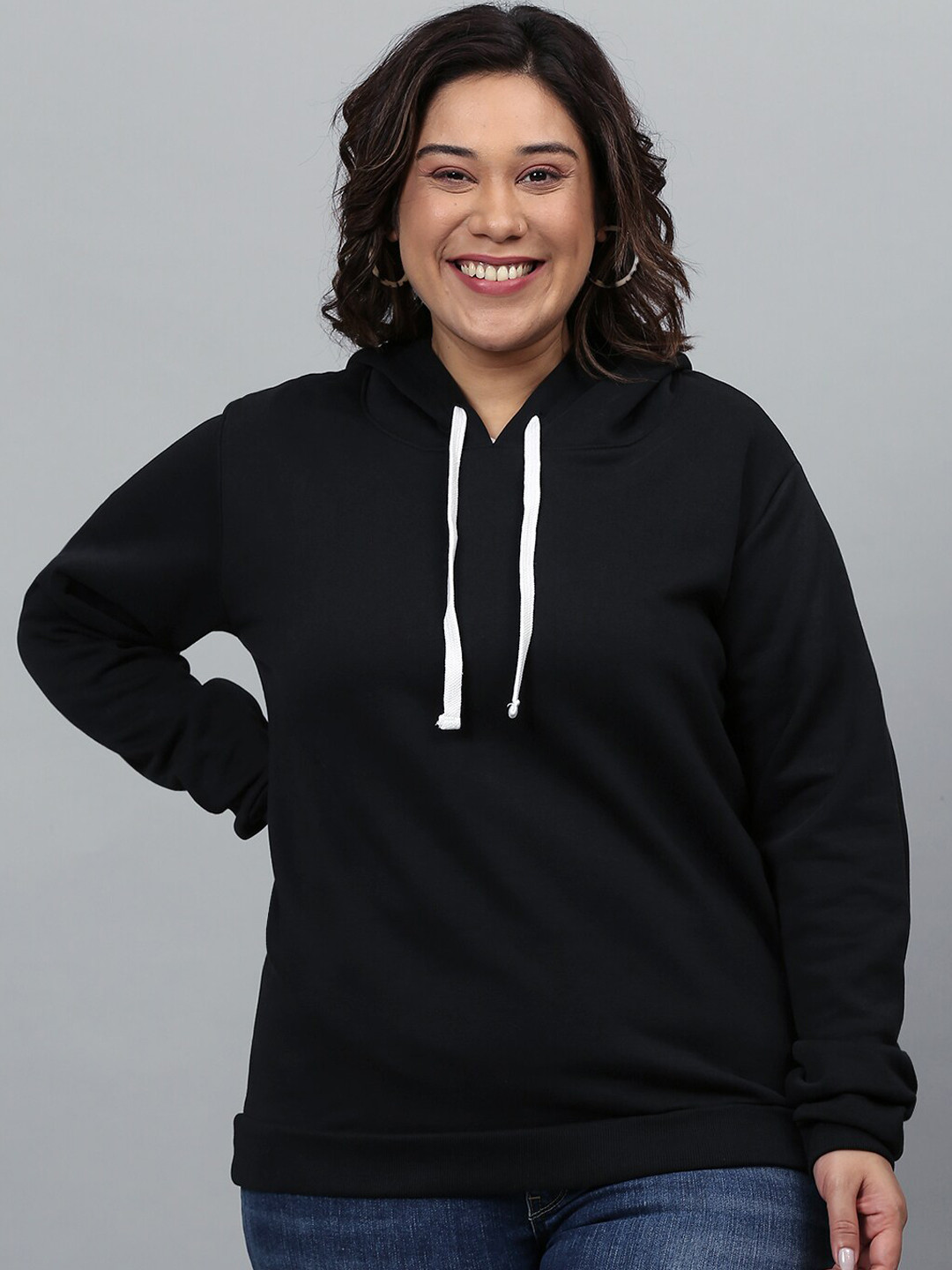 Instafab Plus Women Black Sweatshirt