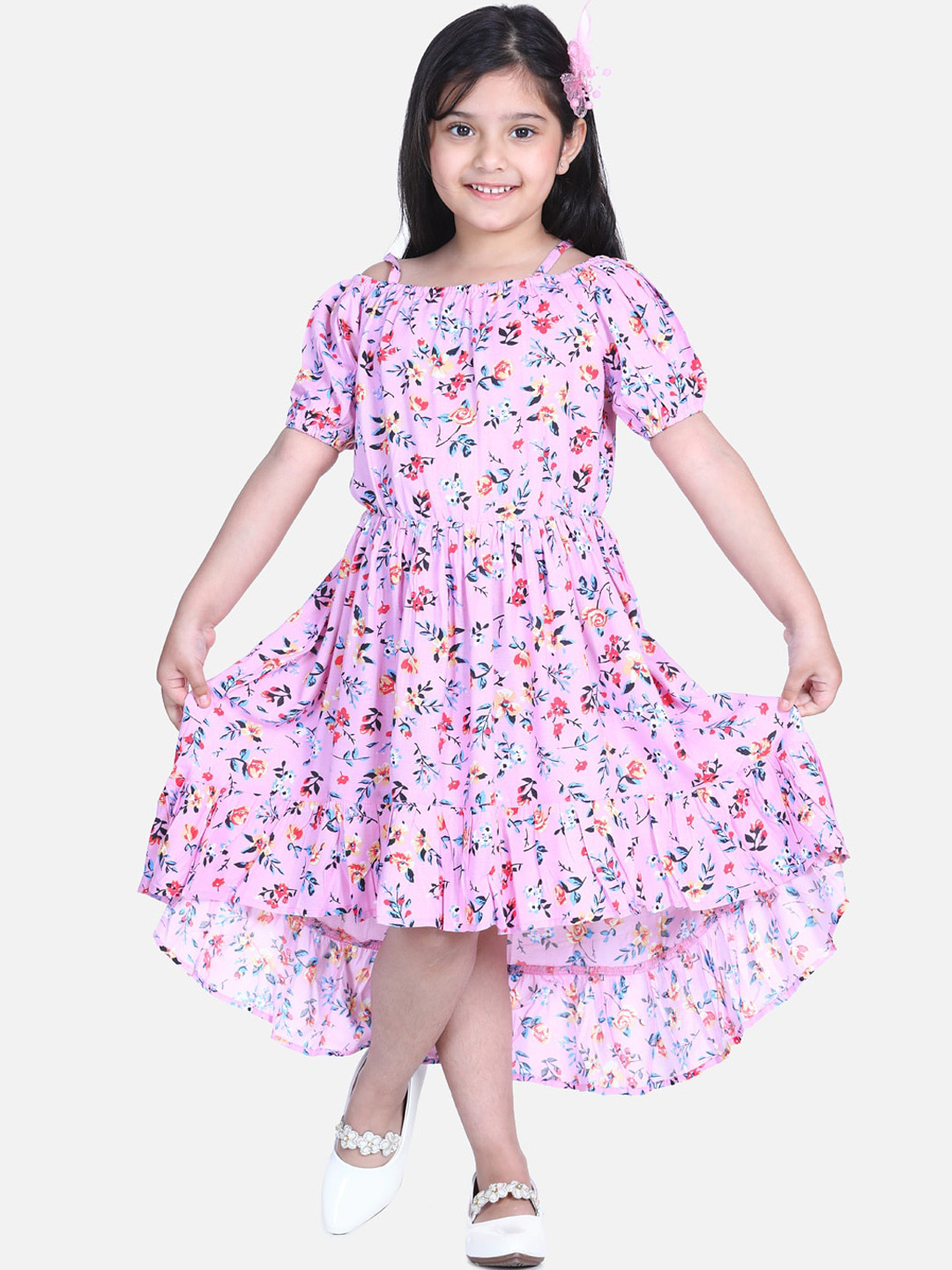 StyleStone Pink & Red Floral Midi Dress