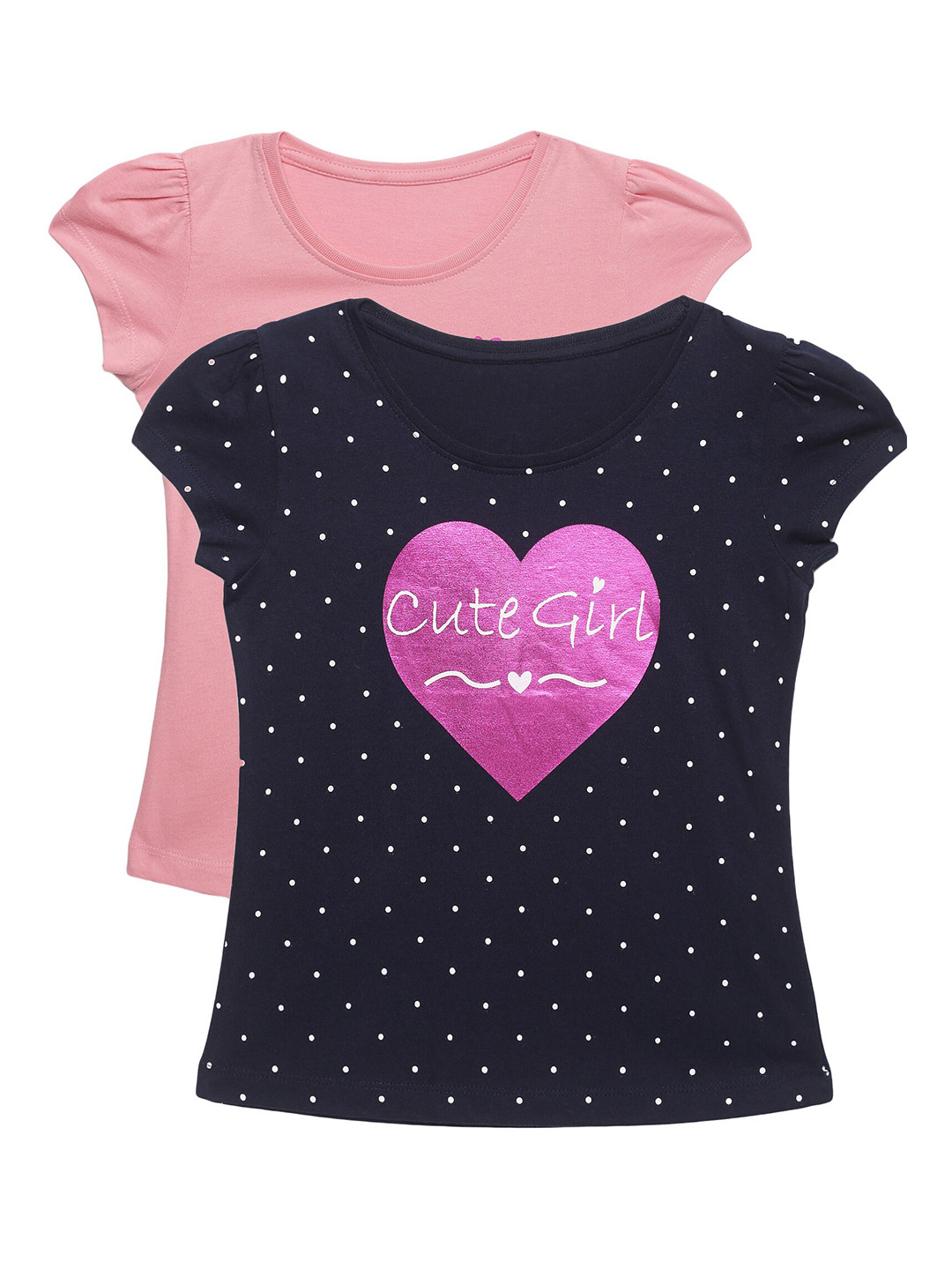 PLUM TREE Girls Pack of 2 Graphic Printed T-shirts