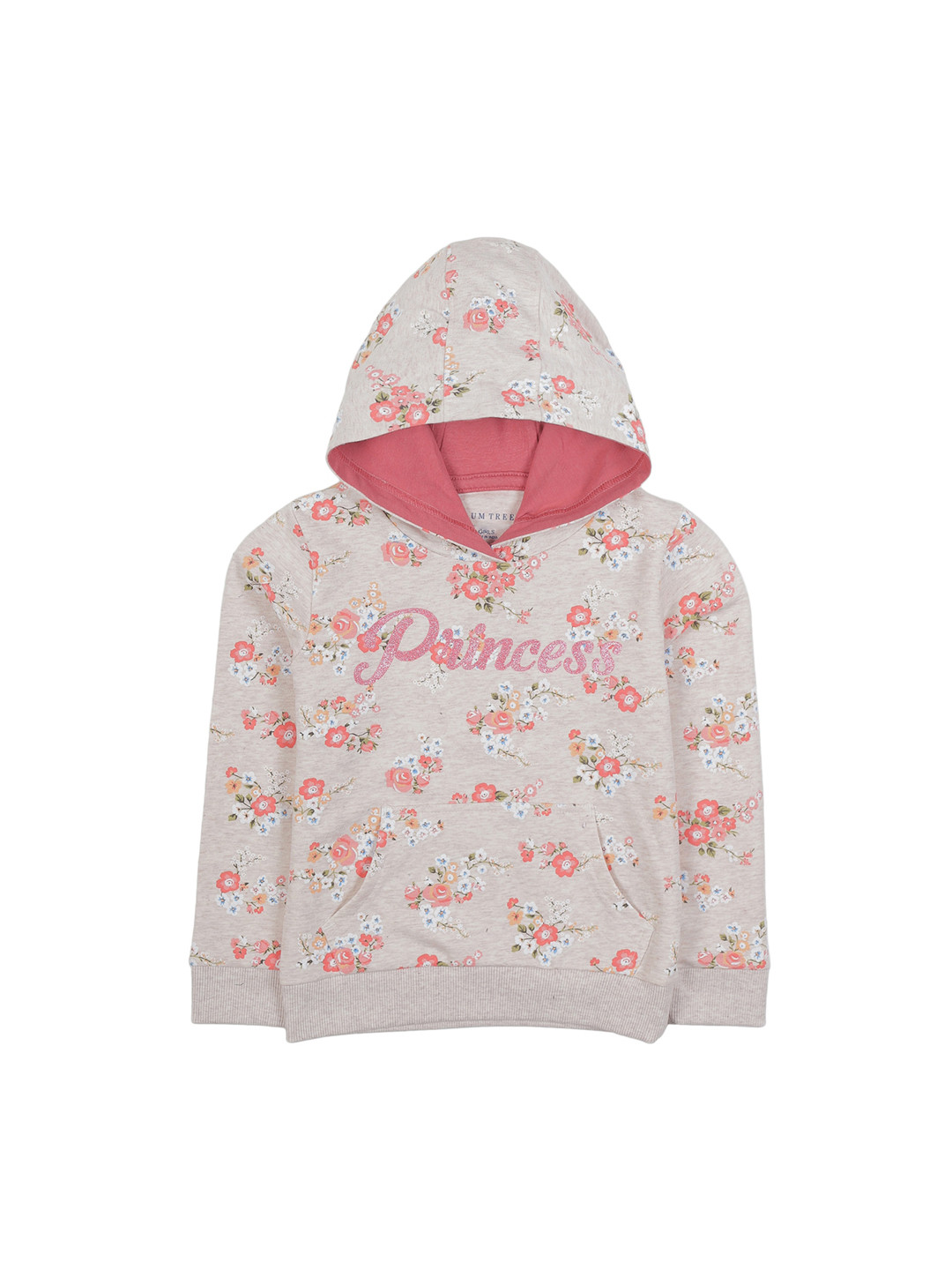 PLUM TREE Girls Cream-Coloured Floral Printed Sweatshirt