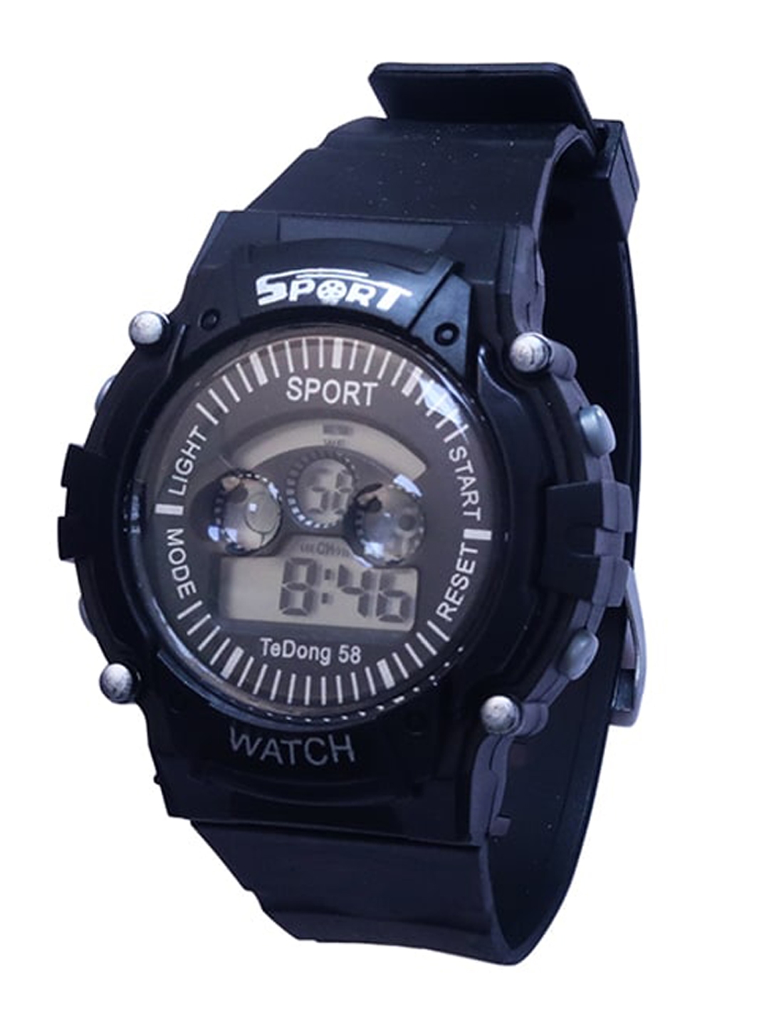 Spiky Unisex Kids Black Patterned Dial   Blue Straps Battery Operated Digital Watch