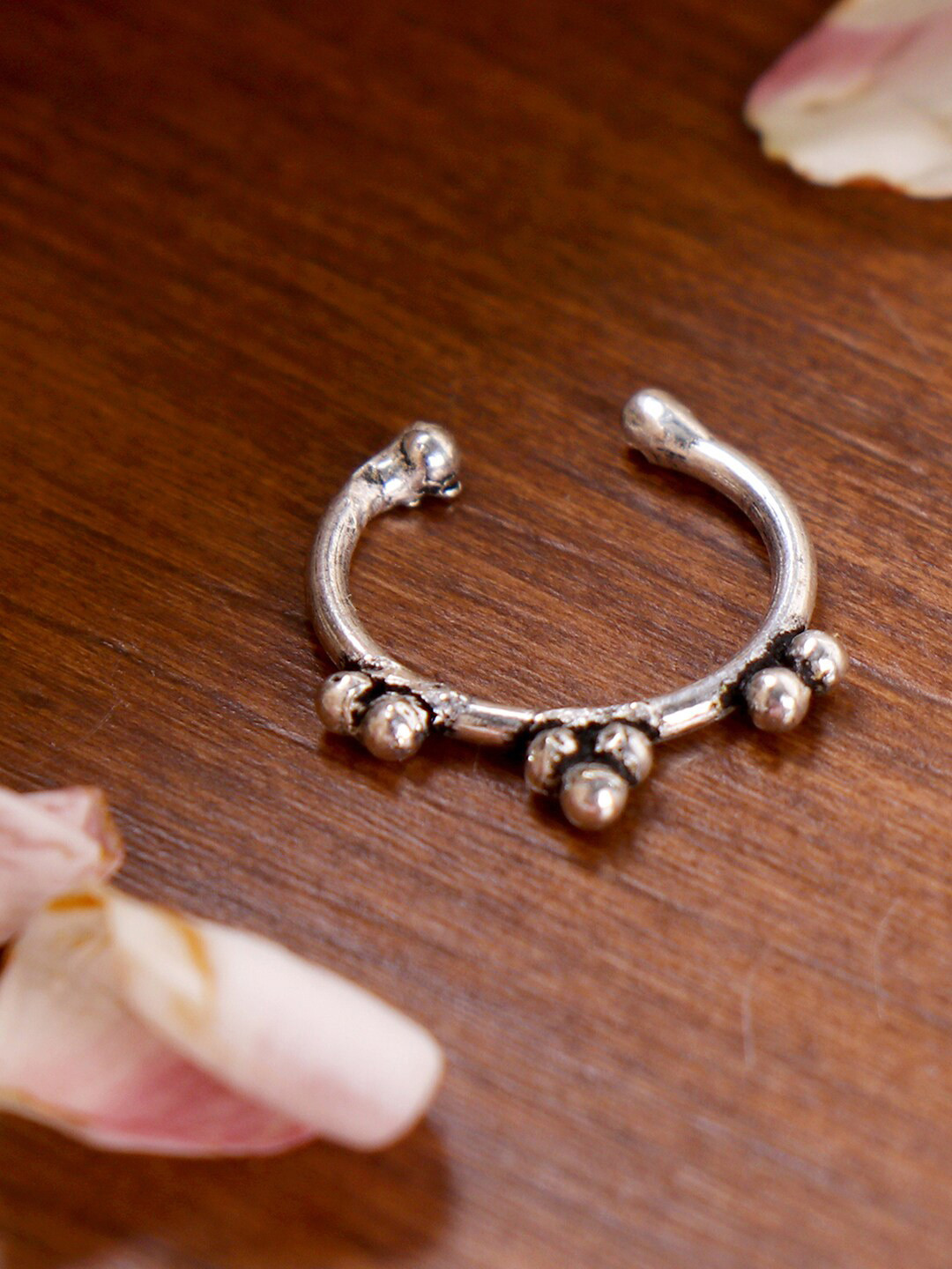 TEEJH Oxidised Silver-Plated Septum Nosepin