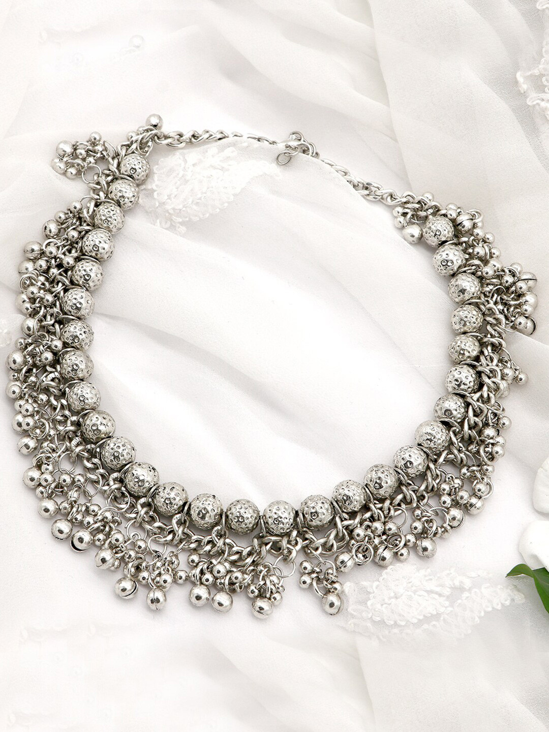 TEEJH Oxidized Silver-Plated Oxidised Necklace