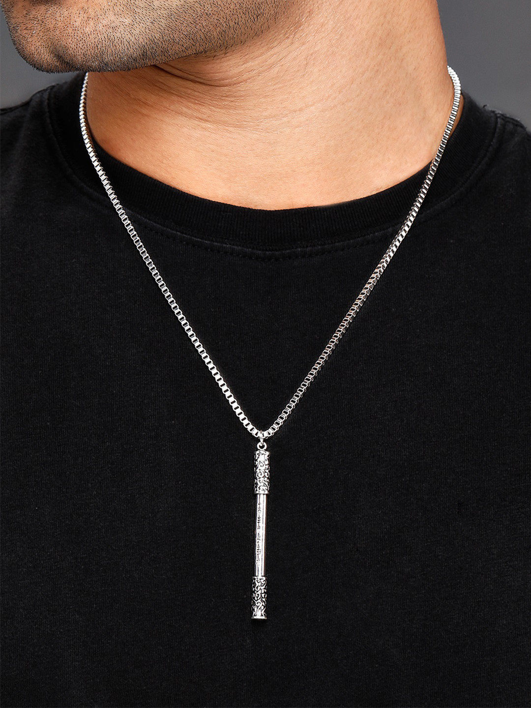 Roadster Men Silver-Toned Magic Stick Pendant Necklace