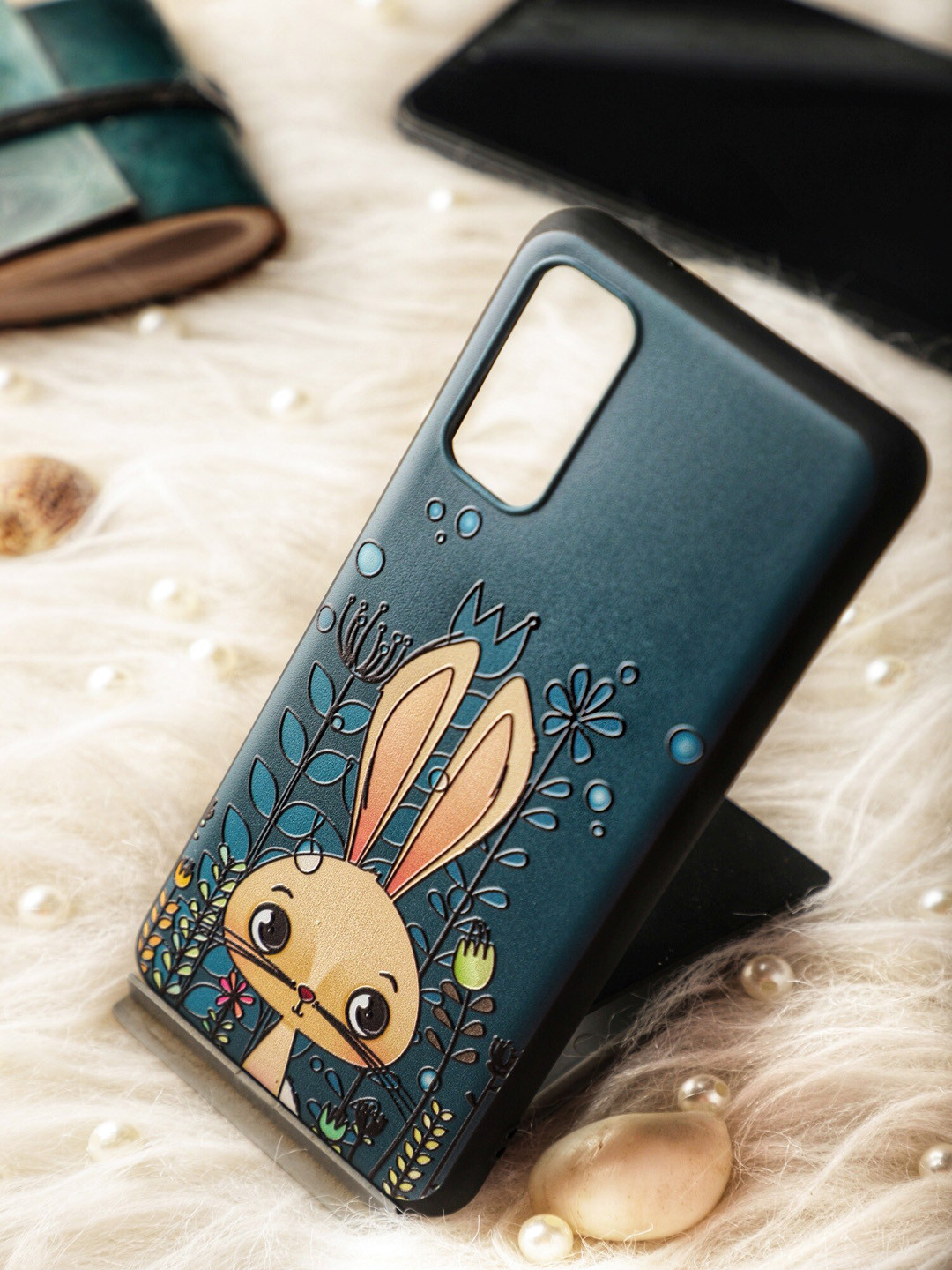 DOOBNOOB Teal Green & Peach 3D Patterned Apple iPhone 12 Silicone Mobile Case