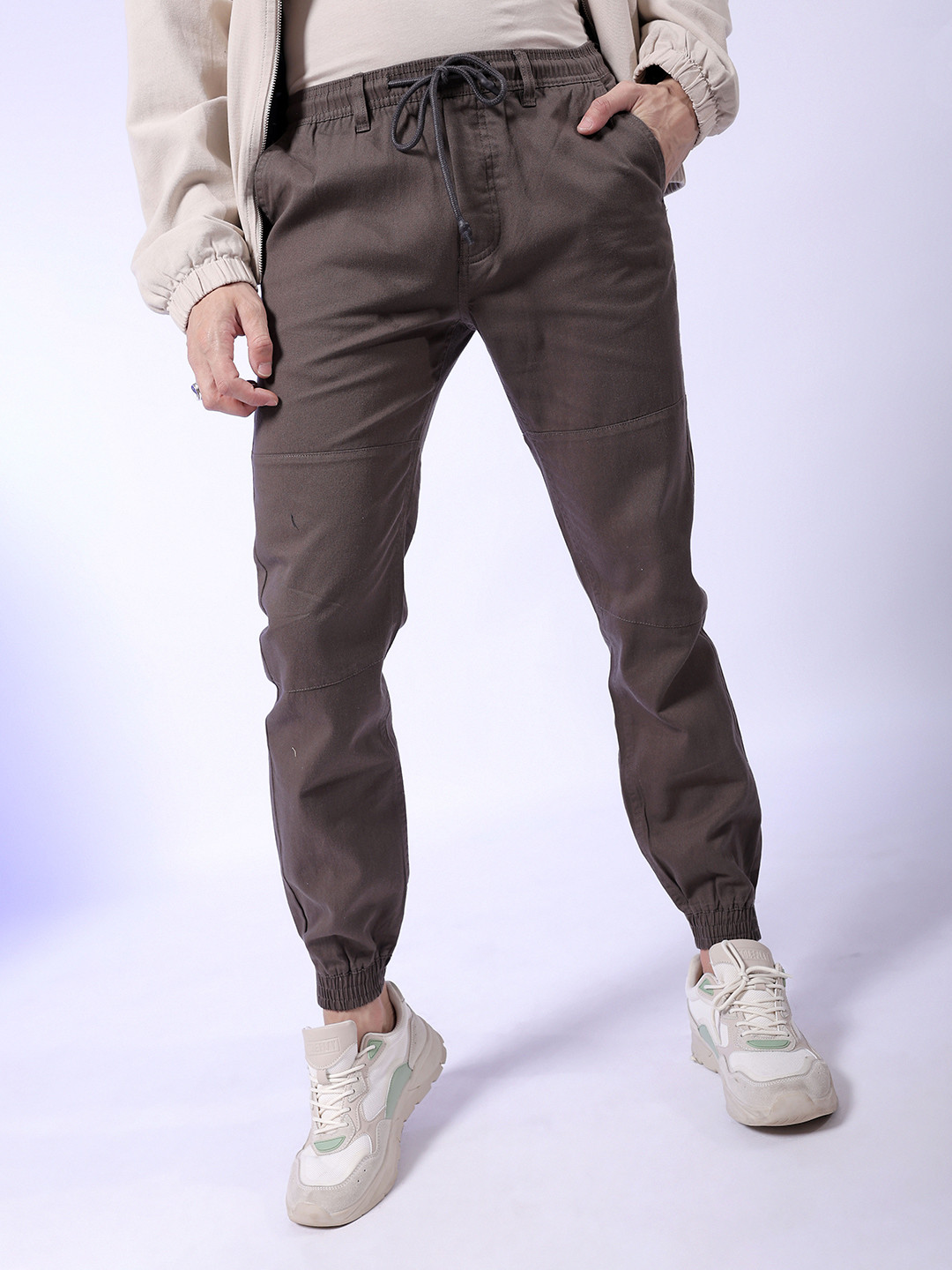 The Indian Garage Co Men Grey Solid Track Pant