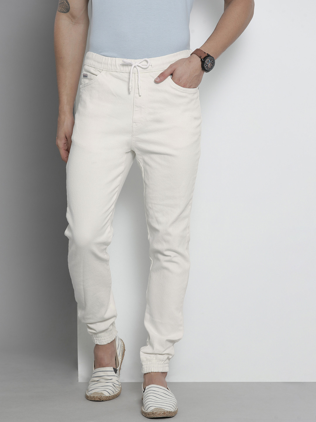 The Indian Garage Co Men White Slim Fit Jeans