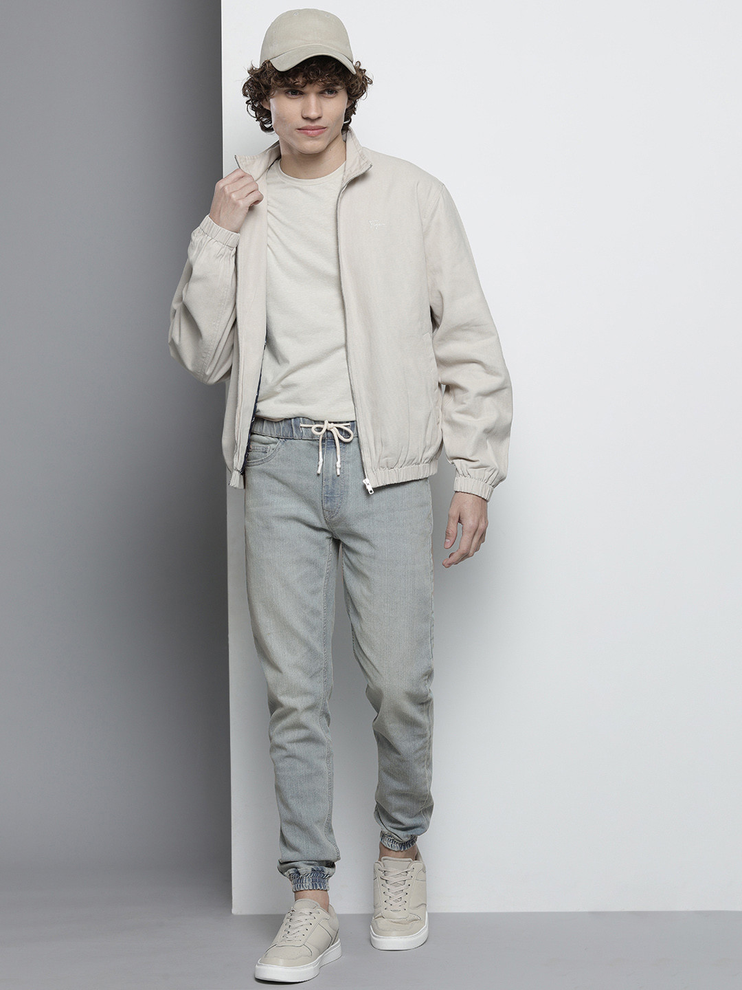 The Indian Garage Co Men Grey Faded Joggers Trousers