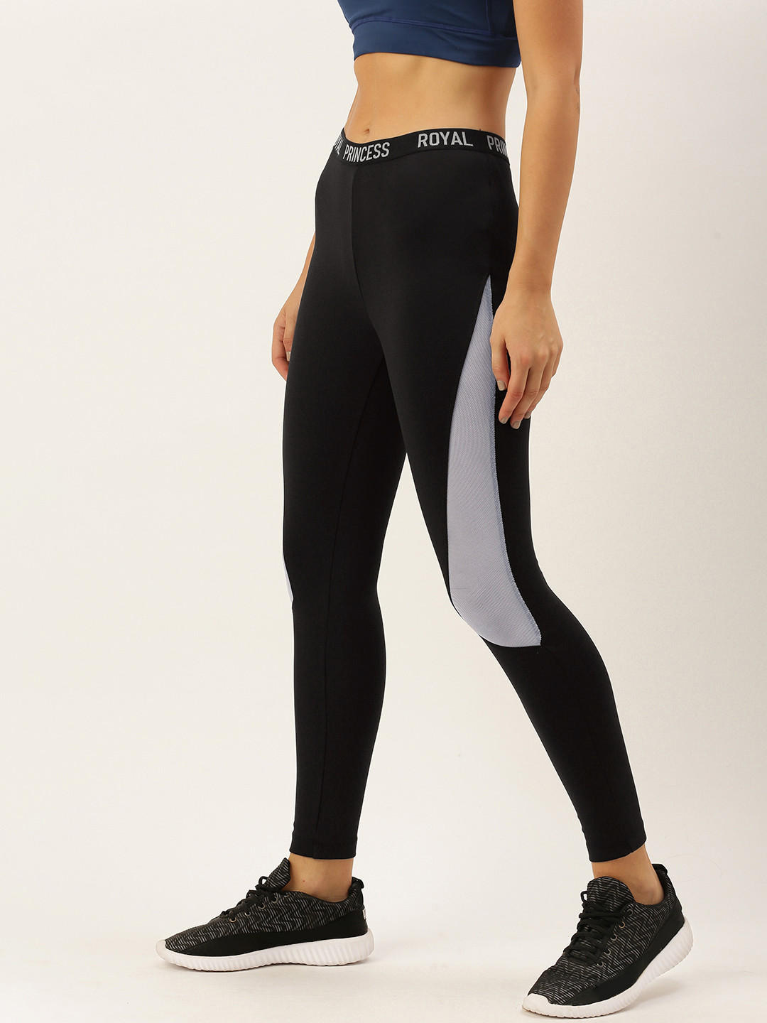 FOREVER 21 WOMEN'S BLACK COLOURBLOCKED LEGGINGS