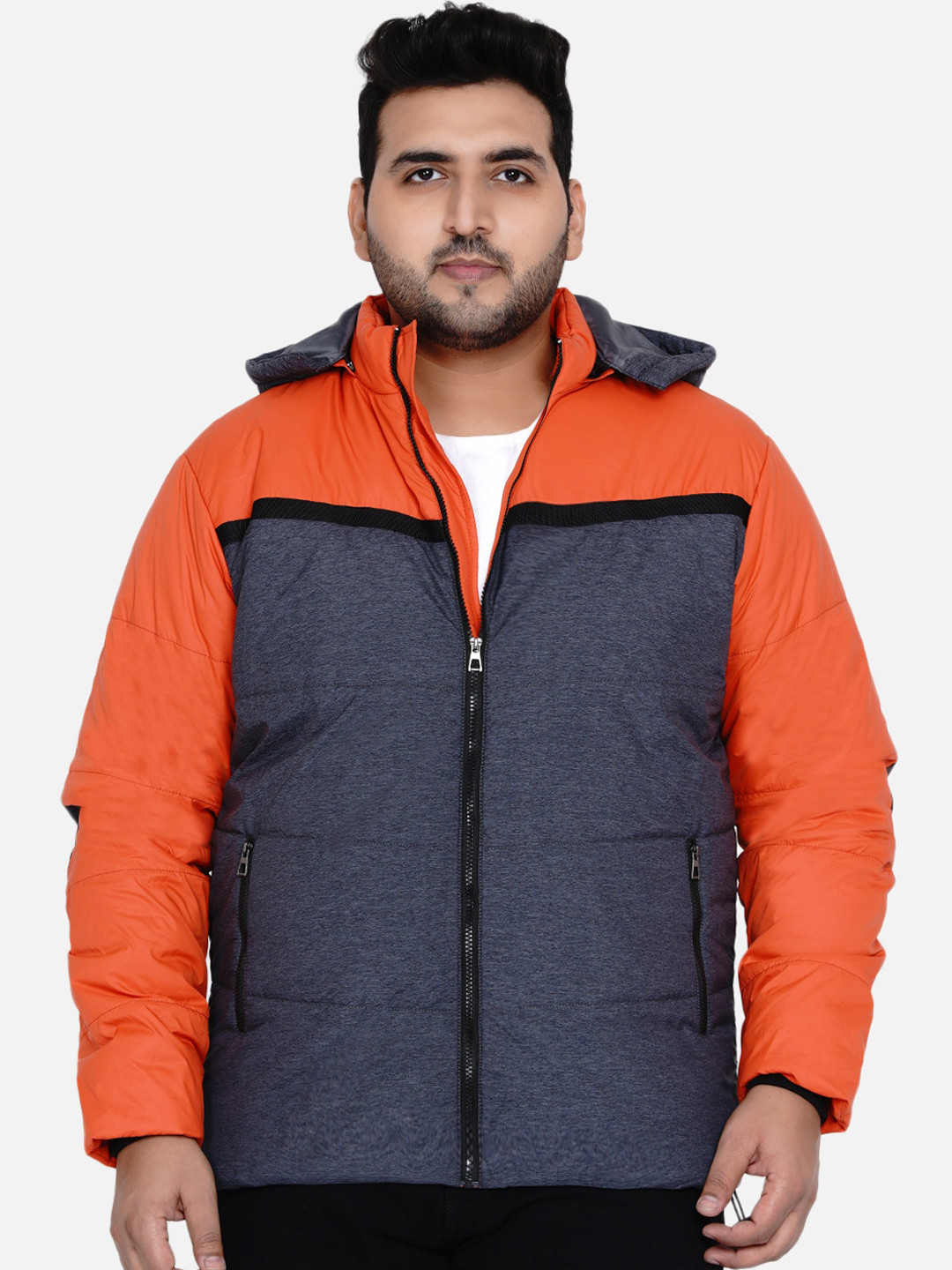 John Pride Men Plus Size Colourblocked Padded Jacket