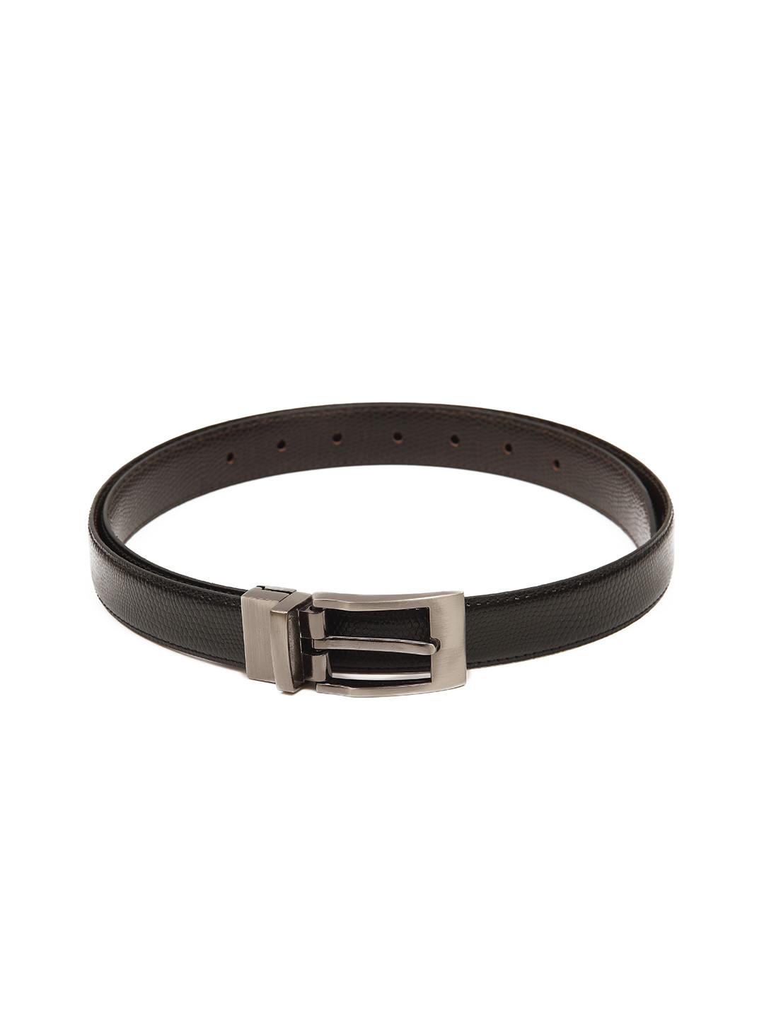 Calvadoss Women Black & Brown Textured PU Reversible Formal Belt