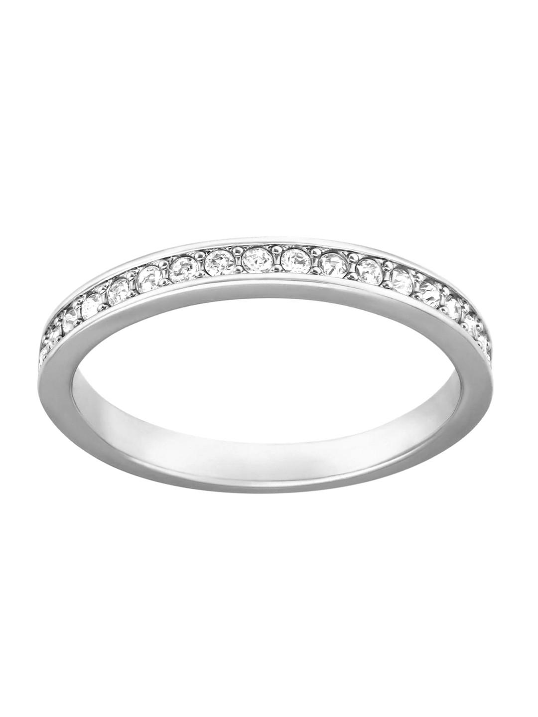 Swarovski White Rhodium Plated Crystal Studded Finger Ring
