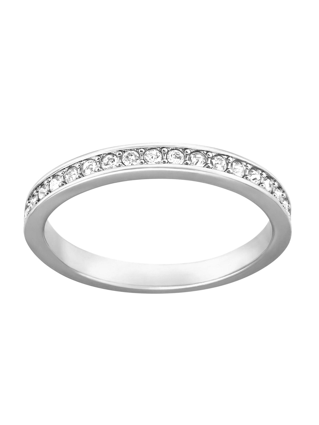 Swarovski White Rhodium Plated Crystal Studded Finger Ring