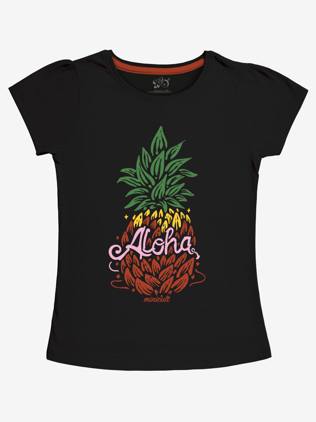 x2o Girls Black & Green Printed T-shirt