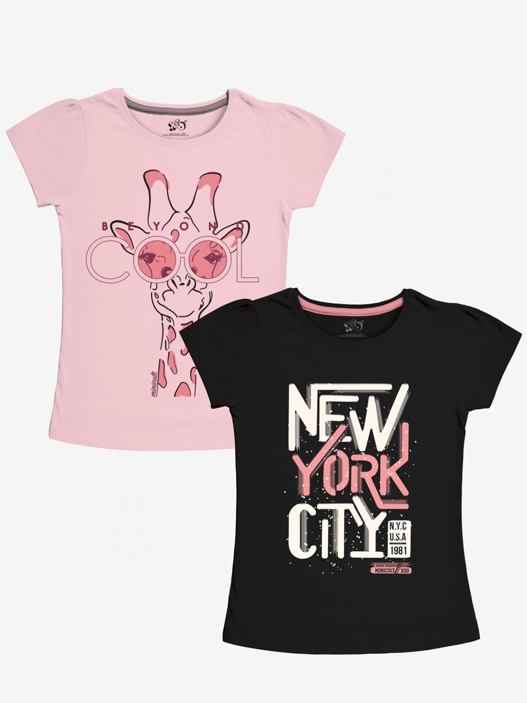 x2o Girls Pack of 2 Graphic Printed T-shirts