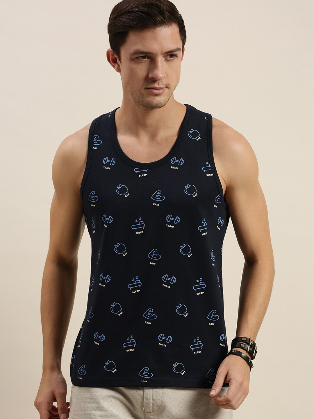 Difference of Opinion Men Navy Blue Printed T-shirt